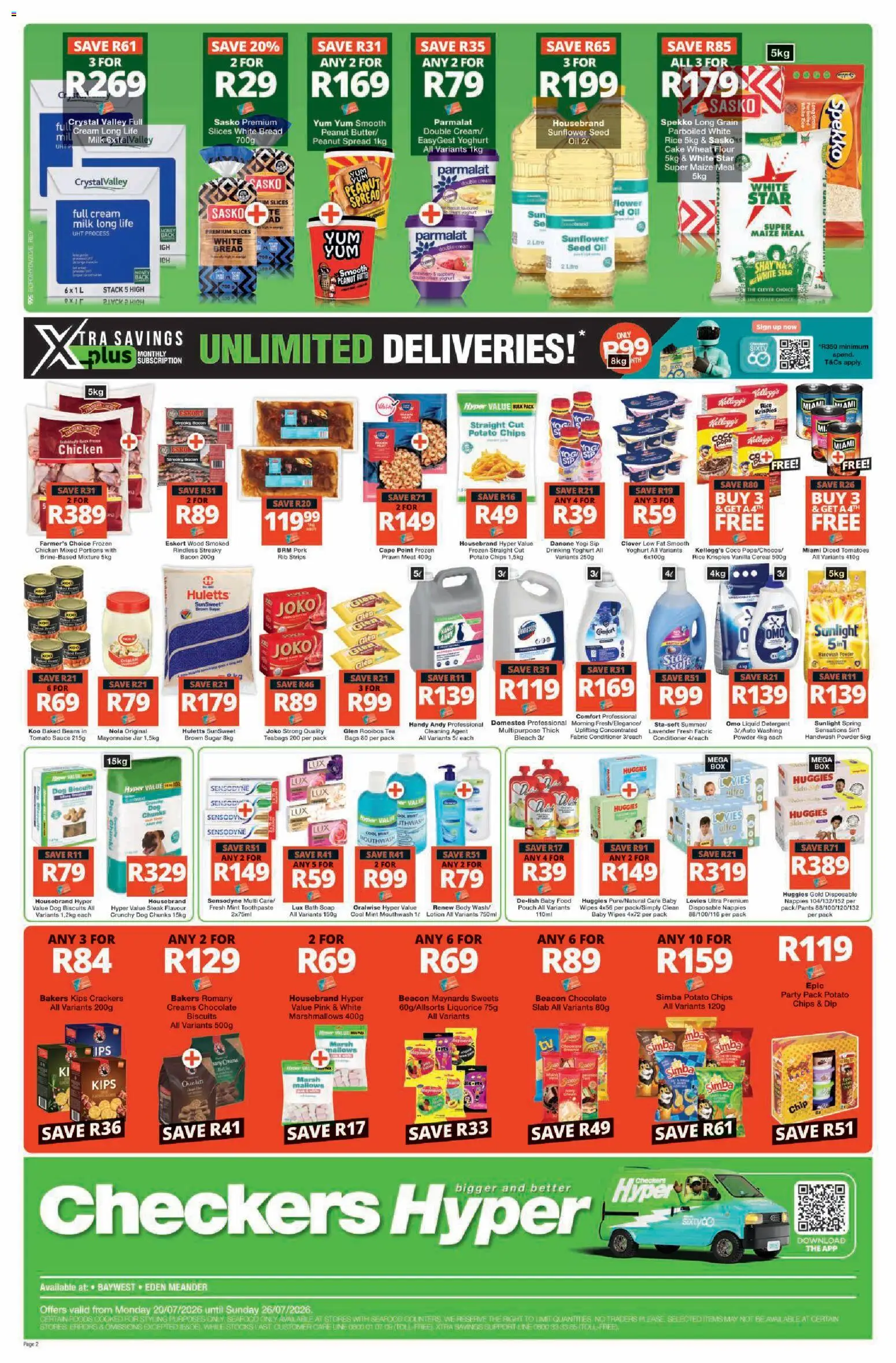 New Checkers catalogue – valid from 20/07/2026 | Page: 2 | Products: Flour, Powder, Tea, Conditioner