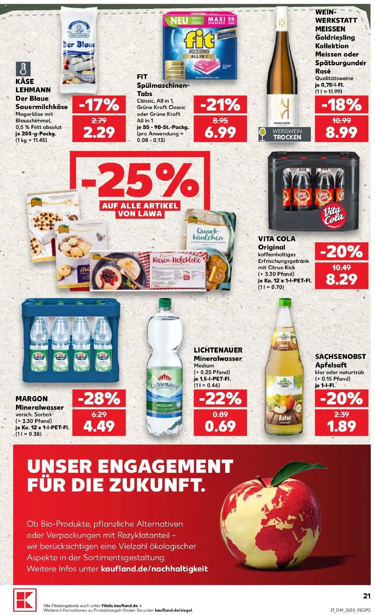 Prospekt Kaufland ab 08.10.2026 » Angebote Online zum Blättern | Seite: 21 | Produkte: Käse, Mineralwasser, Vita cola, Wein