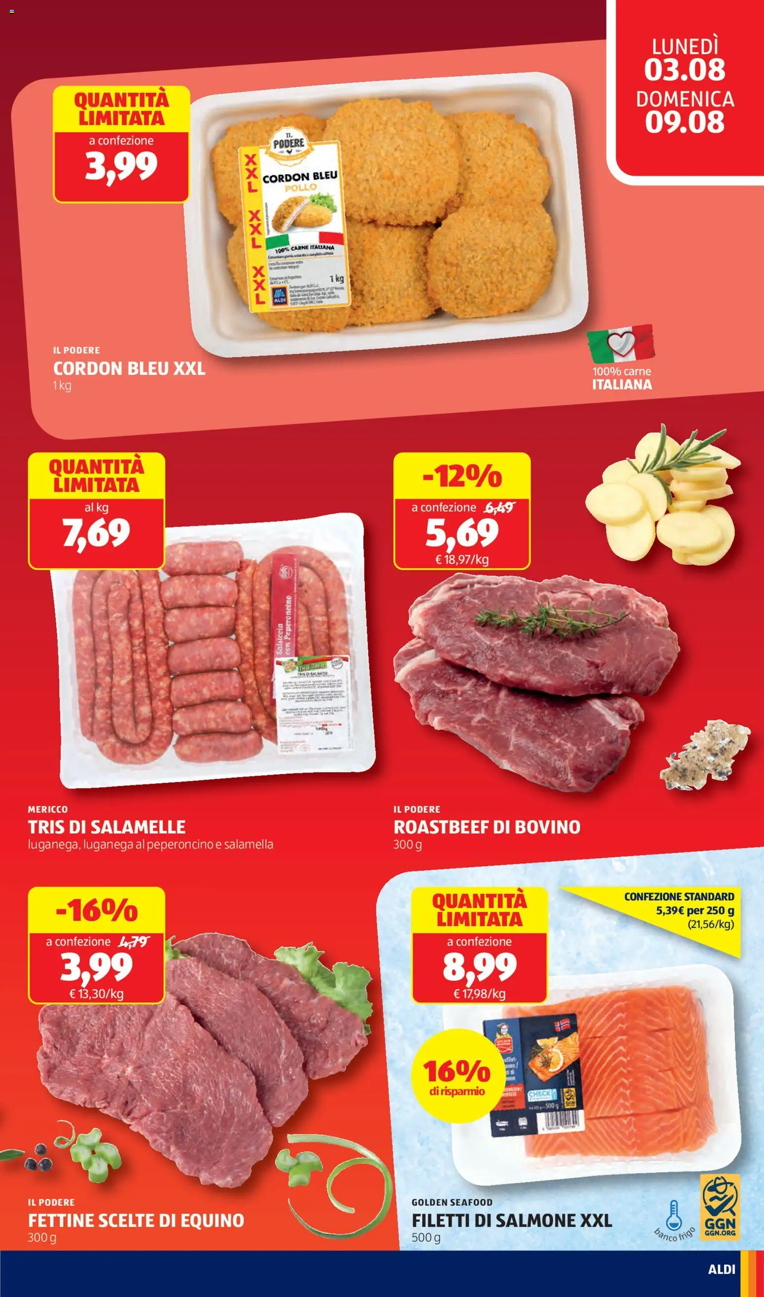 Volantino Aldi del 03/08/2026 | Pagina: 11 | Prodotti: Pollo, Salmone, Peperoncino, Carne