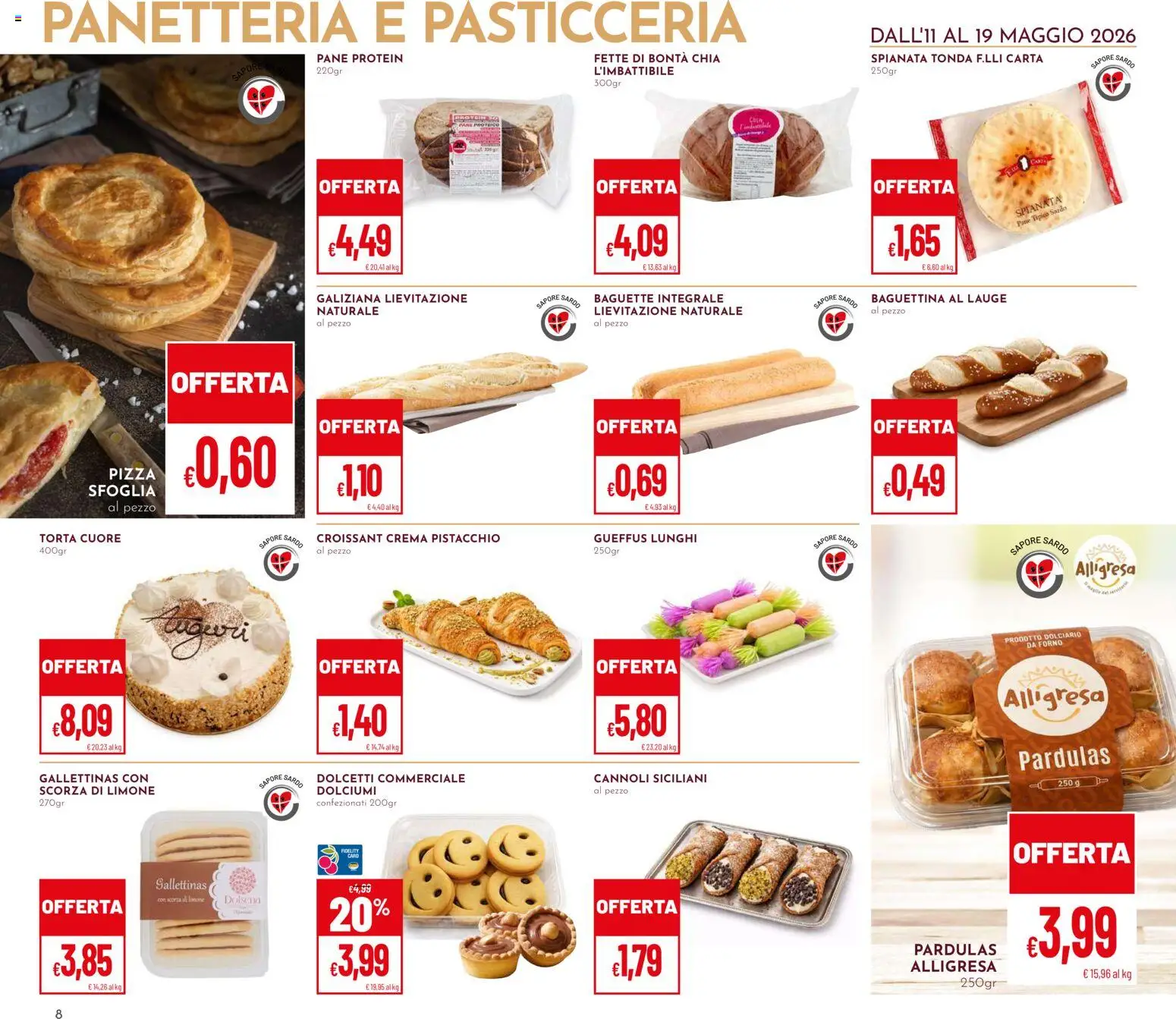 Volantino Pan del 11.05.2026 | Pagina: 8 | Prodotti: Crema, Pane, Pizza, Torta