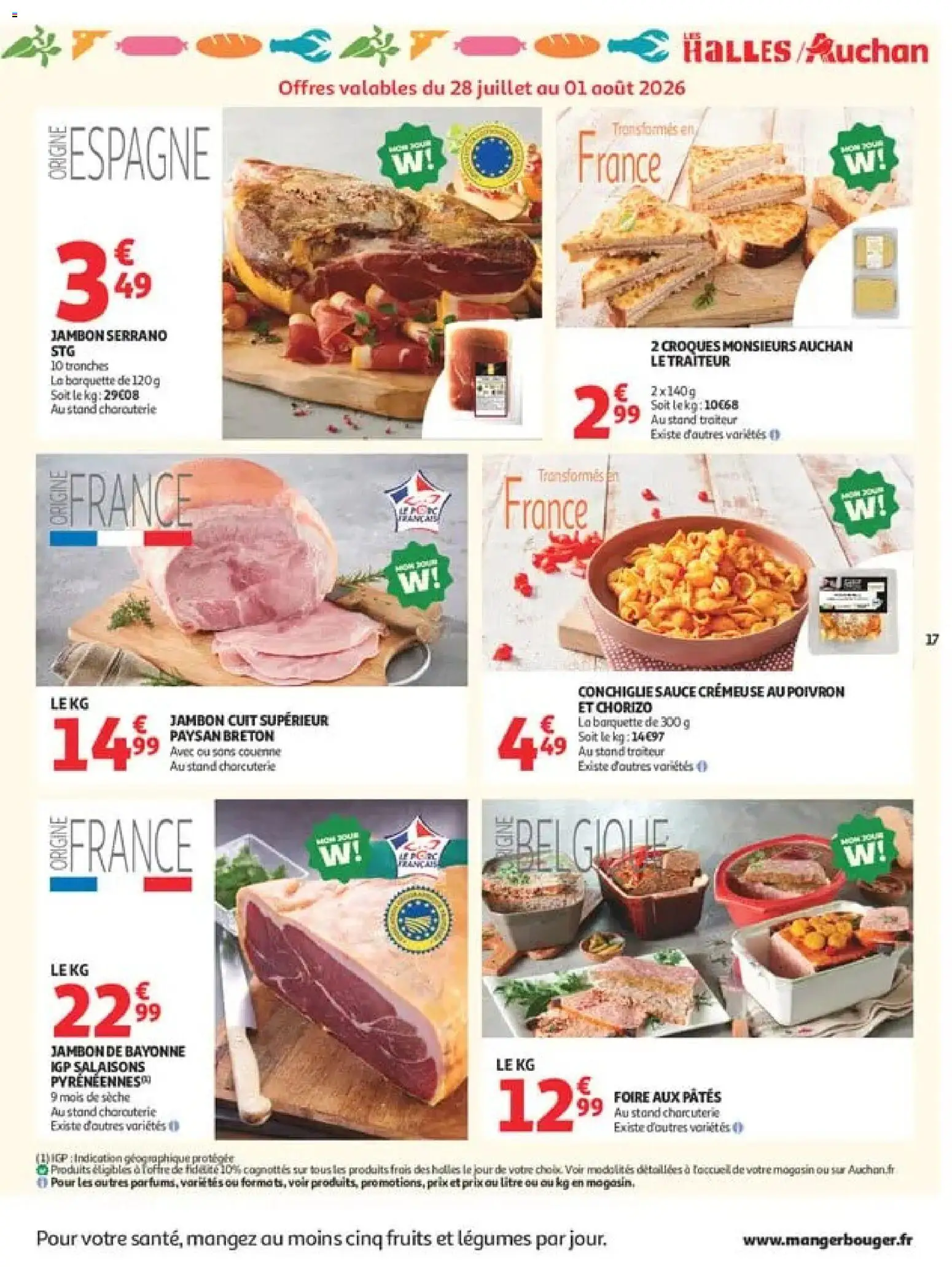 {H1} | Page: 17 | Produits: Chorizo, Poivron, Fruits, Croque monsieur