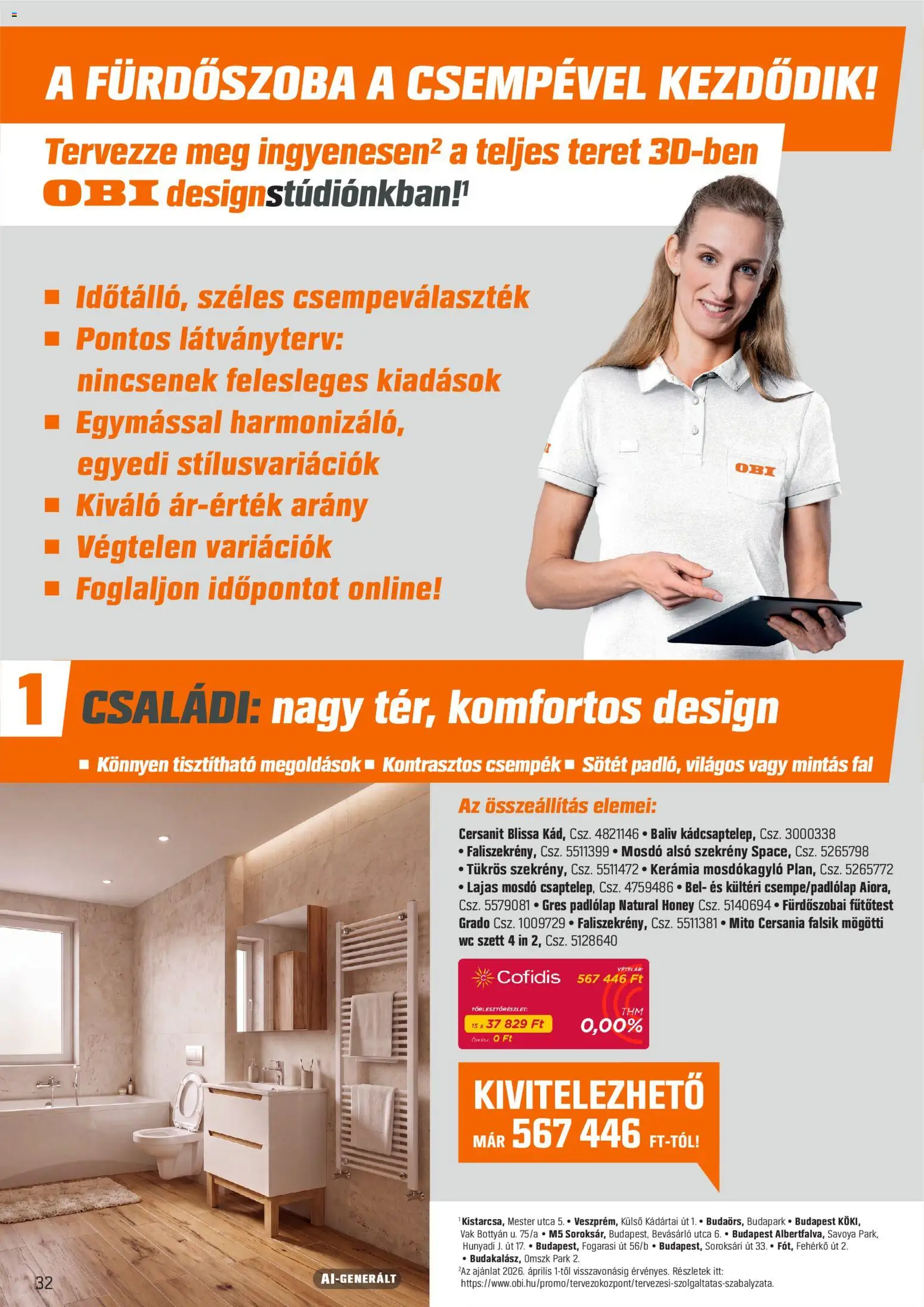 OBI akciós ujság - amely érvényes a következő dátumtól: 2026.09.01. | Oldal: 32 | Termékek: Csempék, Mosdó, Szekrény, Fürdőszoba