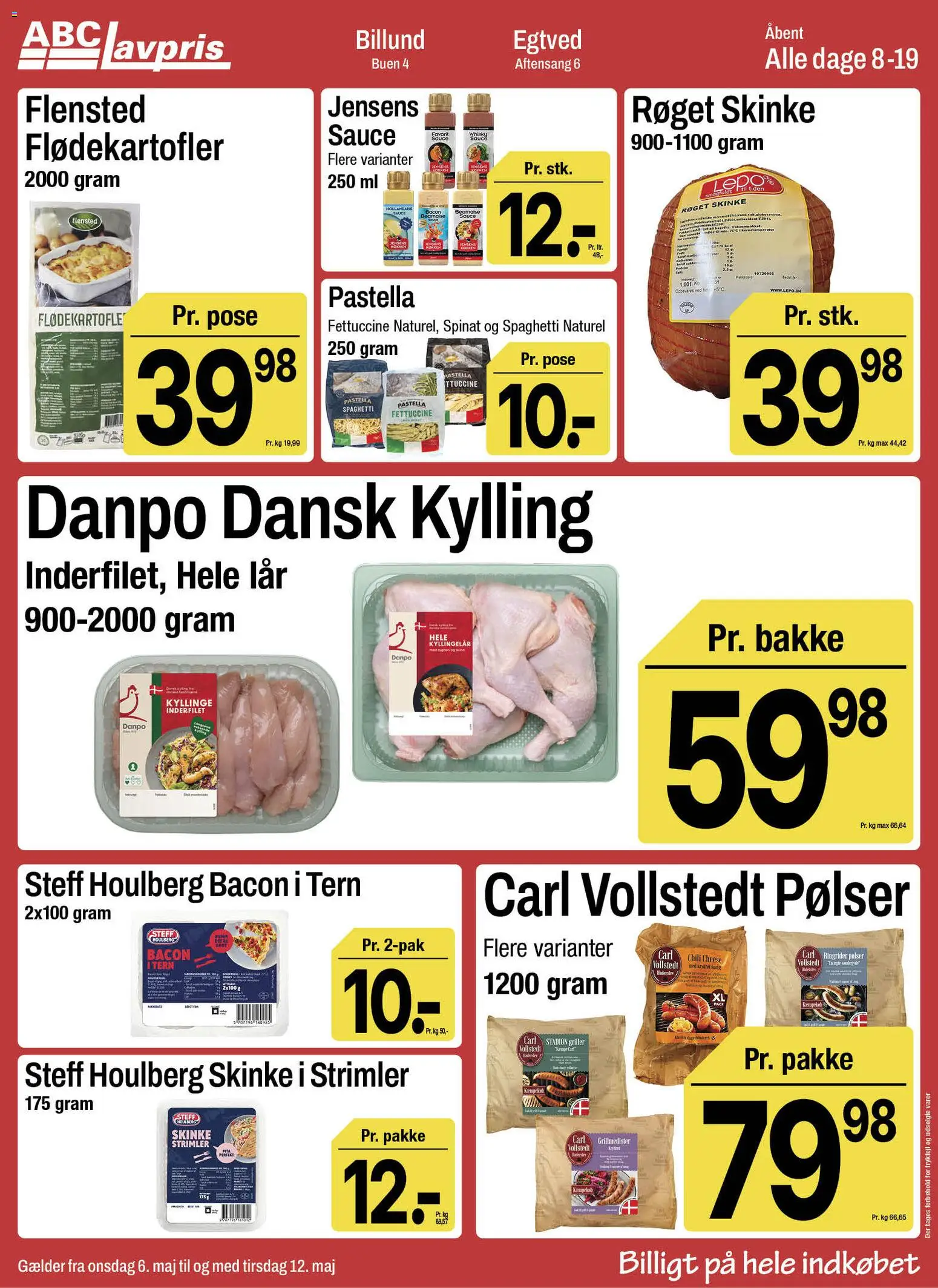 Abc Lavpris tilbudsavis – gyldig fra 06.05.2026 | Side: 5 | Produkter: Pølser, Skinke, Spaghetti, Bacon