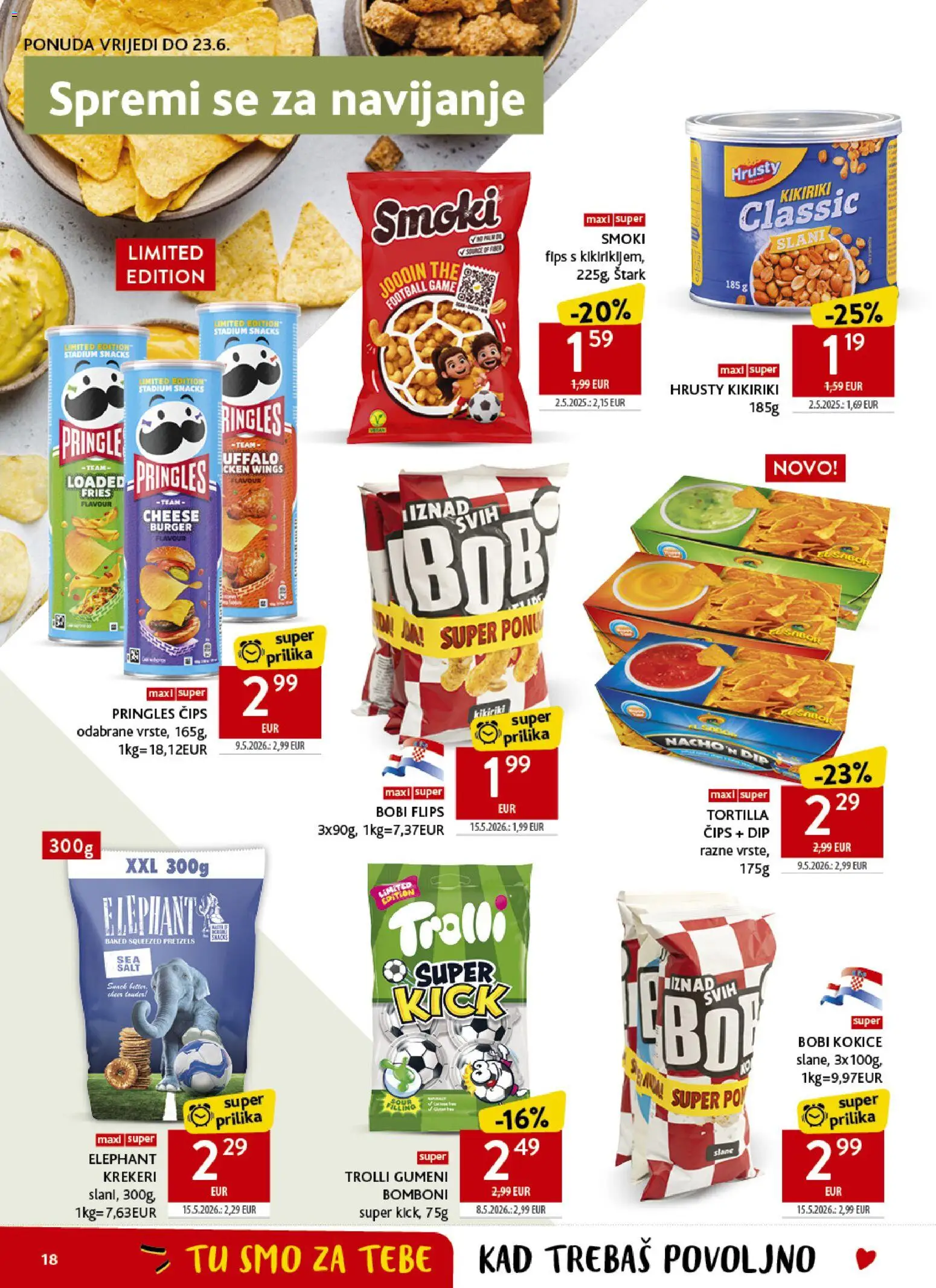 Konzum katalog | vrijedi od 10.06.2026 | Stranica: 18 | Proizvodi: Flips, Bomboni, Kokice, Krekeri