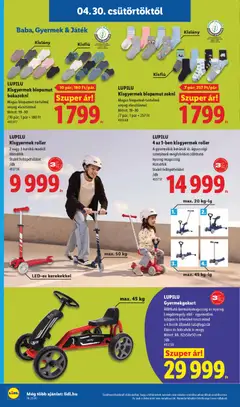 Lidl akciós újság - amely érvényes a következő dátumtól: 30.04.2026 | Oldal: 28 | Termékek: Játék, Roller, Bokazokni, Zokni