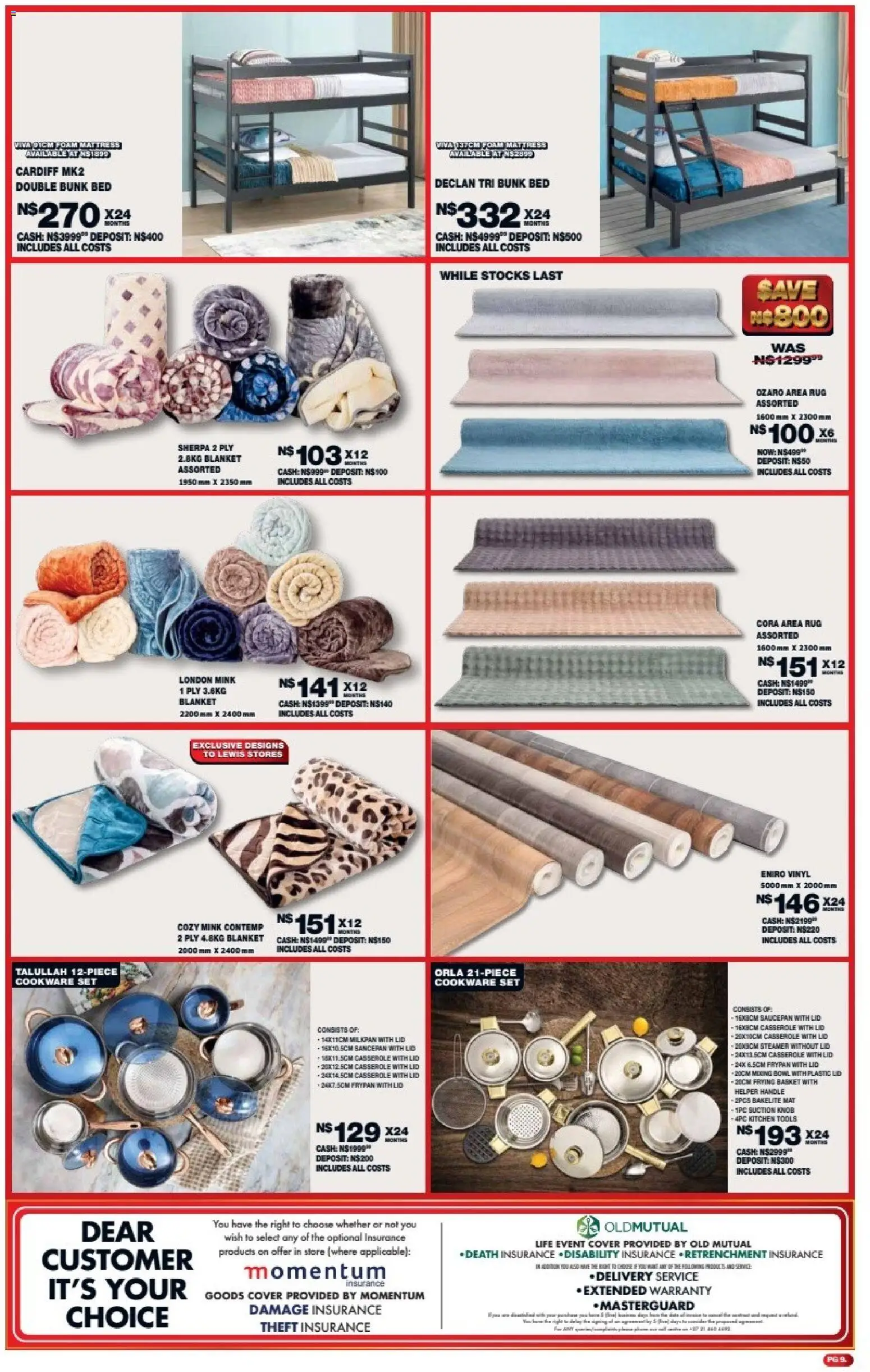 New Lewis Stores catalogue – valid from 11.05.2026 | Page: 9 | Products: Bowl, Bed, Double bunk, Foam