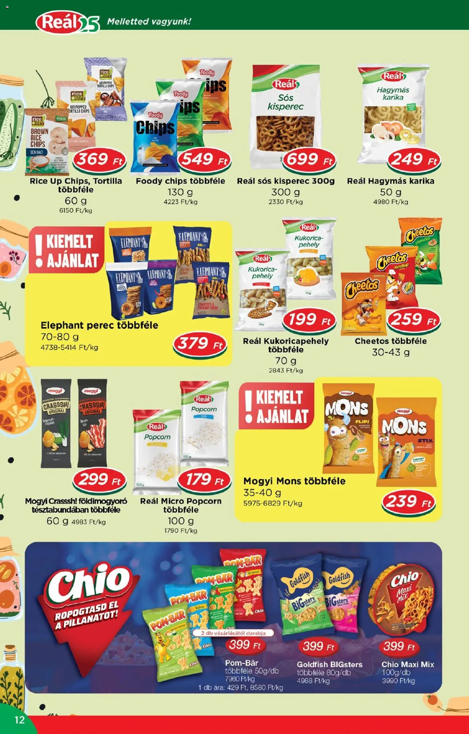 Reál akciós ujság - amely érvényes a következő dátumtól: 2026.09.02. | Oldal: 12 | Termékek: Kisperec, Cheetos, Popcorn, Kukorica