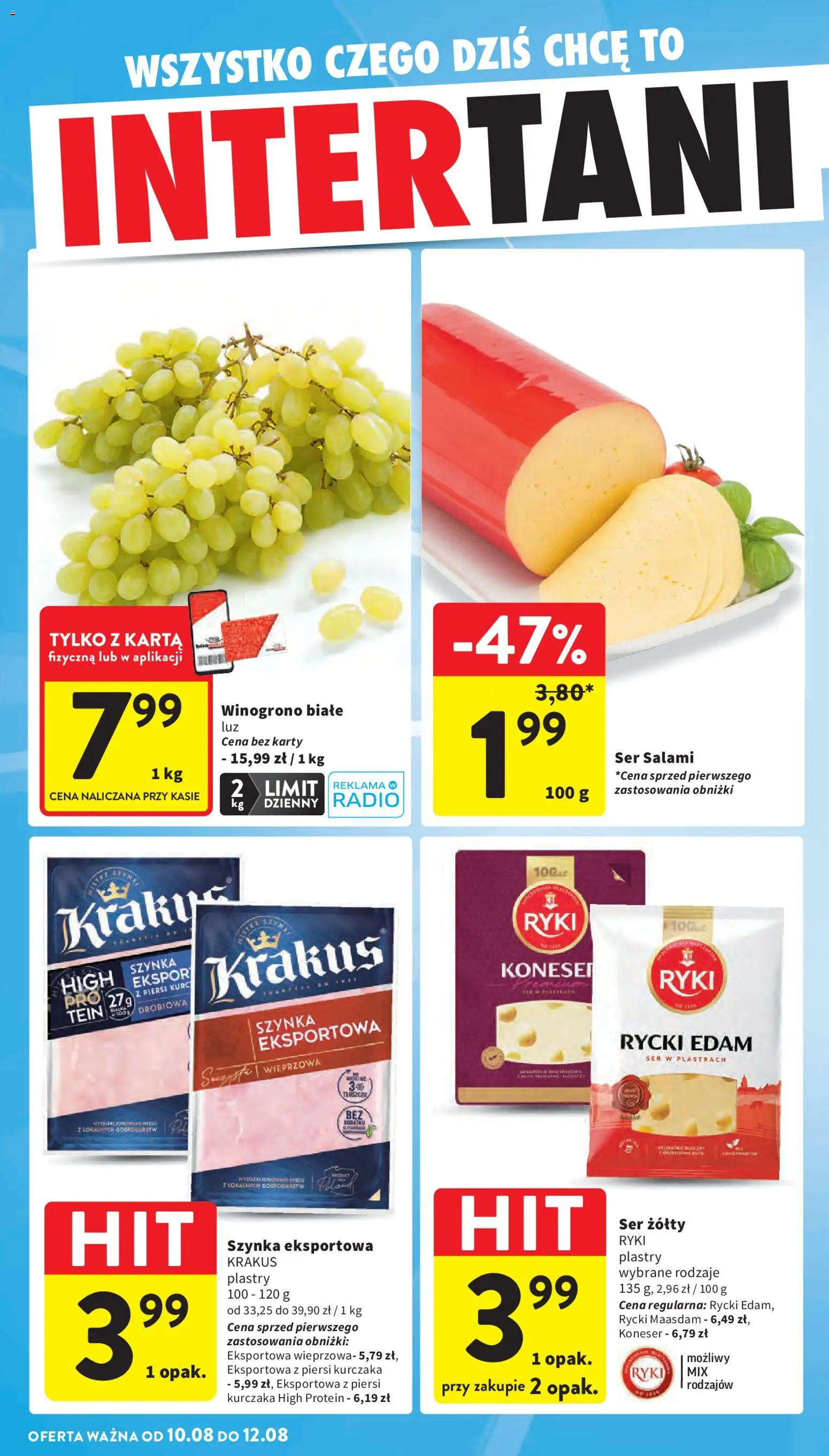 Intermarche gazetka od 06.08.2026 | Strona: 42 | Produkty: Karta, Winogrono, Radio, Ser