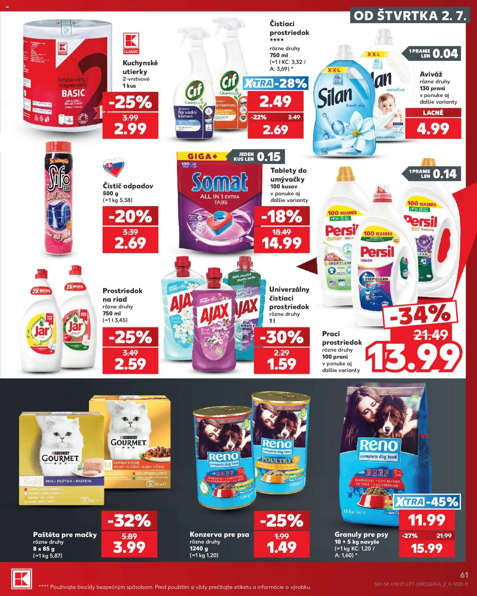 Nové Kaufland akcie – leták je platný od 02.07.2026 | Strana: 61 | Produkty: Persil, Silan, Aviváž, Čistiaci prostriedok