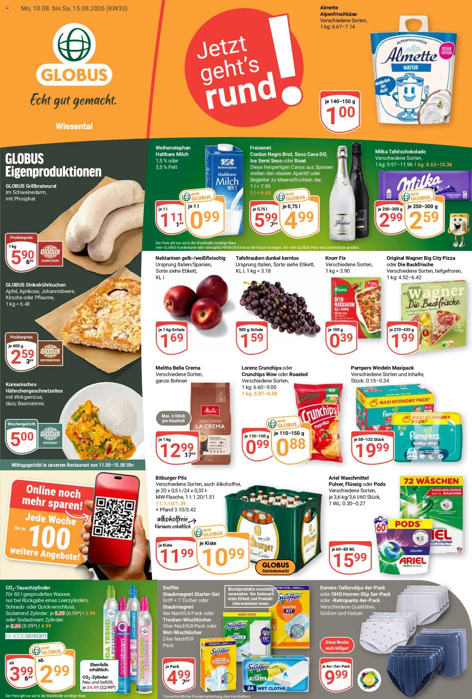 Globus Prospekt Waghäusel-Wiesental – gültig ab 10.08.2026 | Seite: 3 | Produkte: Almette, Basmatireis, Pampers, Sodastream