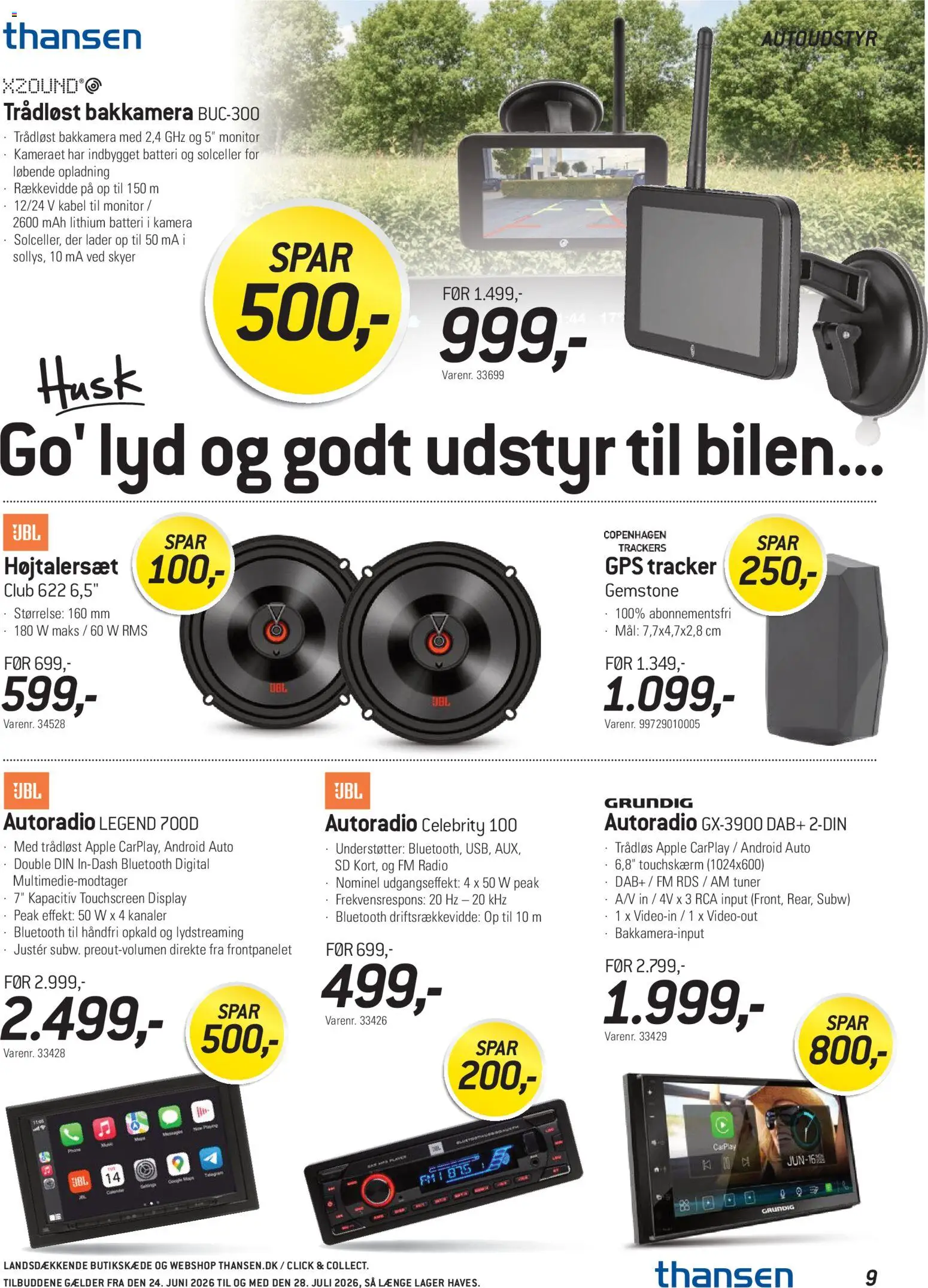 Thansen tilbudsavis – gyldig fra 24/06/2026 | Side: 9 | Produkter: GPS, Radio, Kabel, Kamera