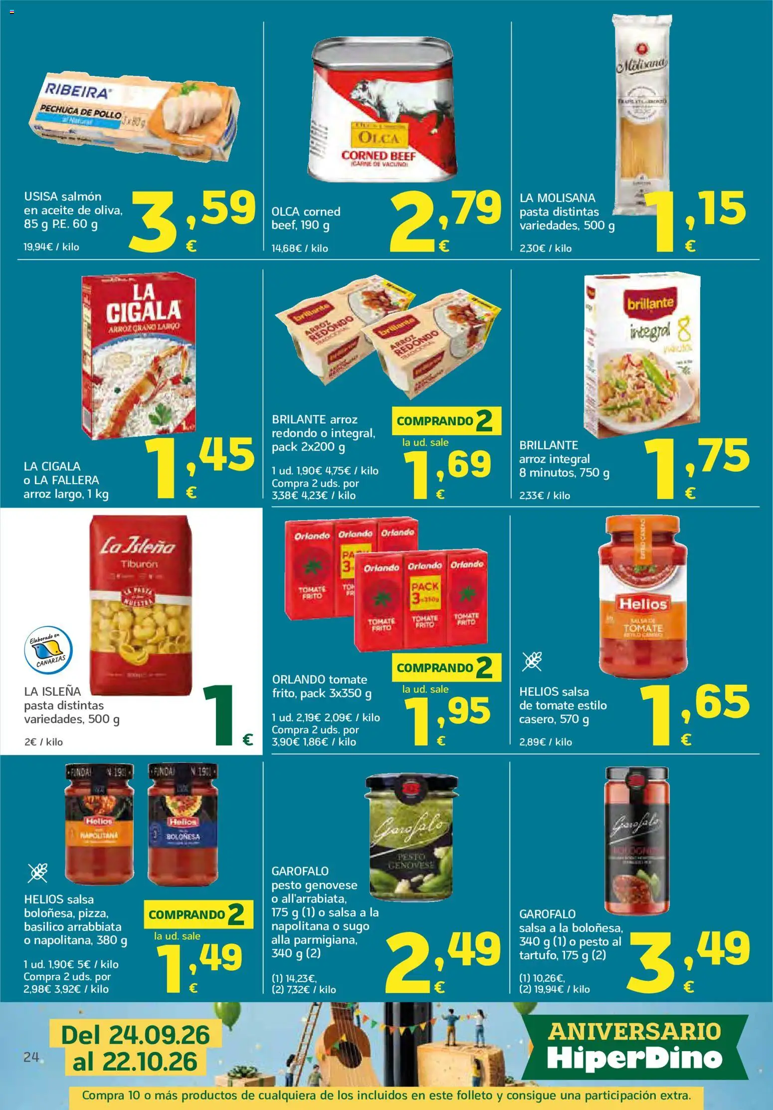 HiperDino folleto │ válido desde el 24/09/2026 | Página: 24 | Productos: Pasta, Salmón, Pollo, Arroz integral