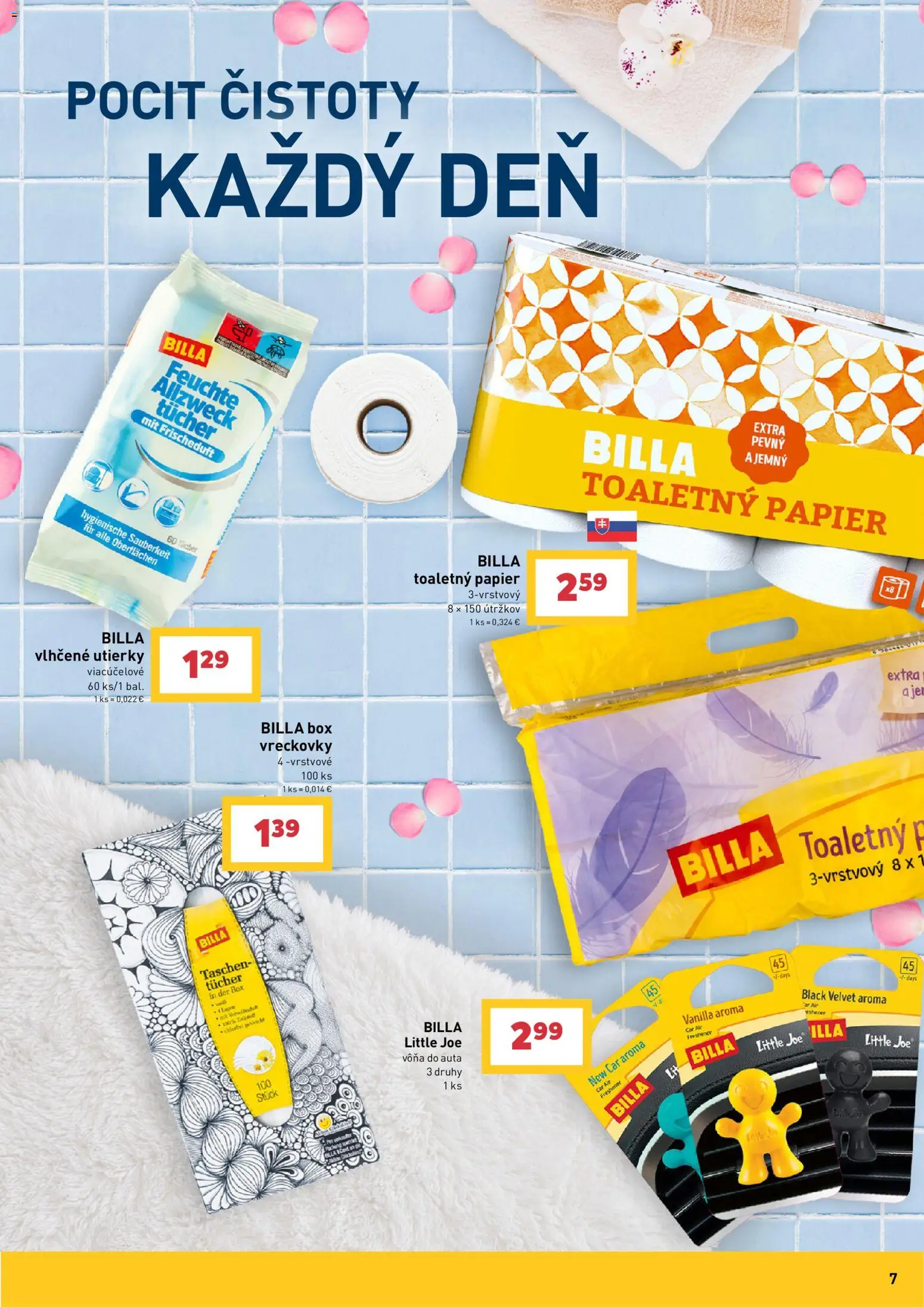 Nové Billa akcie – leták je platný od 22.07.2026 | Strana: 7 | Produkty: Toaletný papier