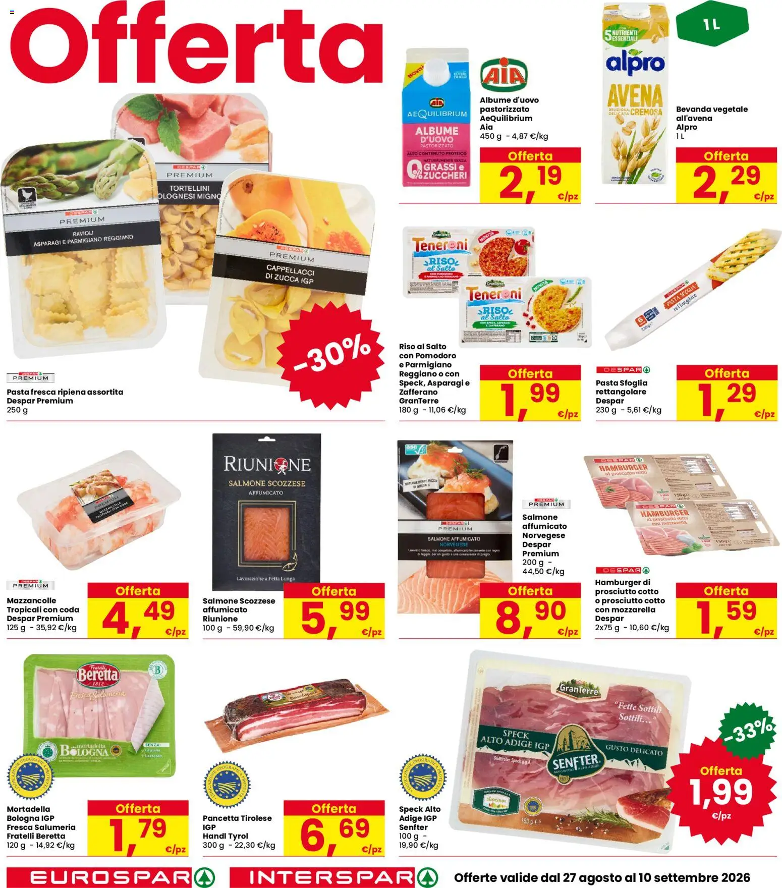 Volantino Interspar del 27/08/2026 | Pagina: 14 | Prodotti: Mozzarella, Pomodoro, Ravioli, Asparagi