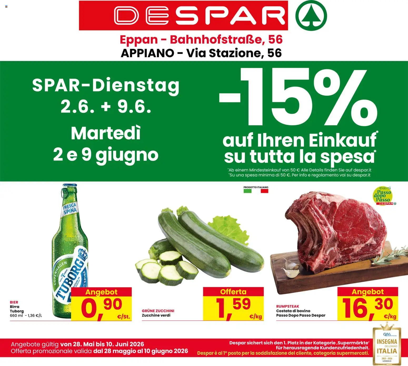 Volantino Despar del 28.05.2026 | Pagina: 1 | Prodotti: Bovino, Birra, Zucchine