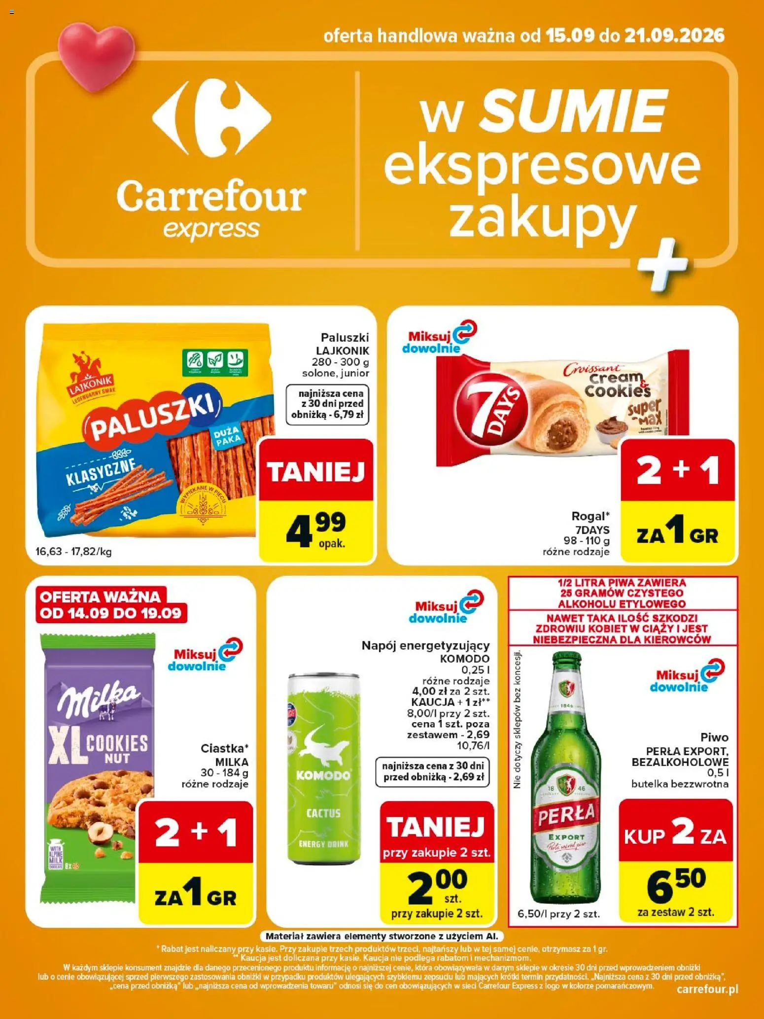 Carrefour gazetka - Express II od 15.09.2026 | Strona: 2 | Produkty: Milka, 7days, Paluszki, Perła Export