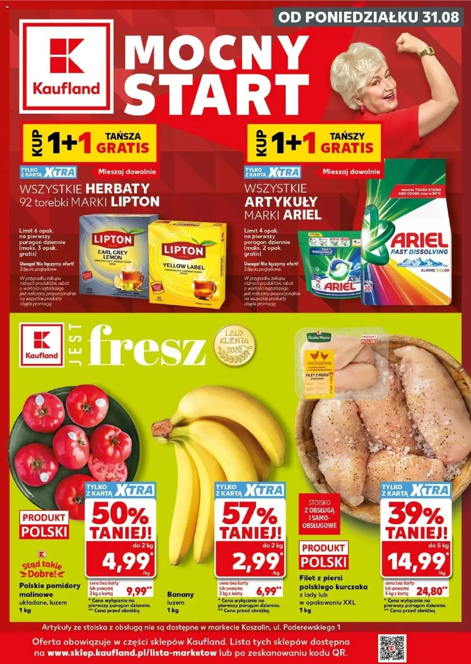 Kaufland gazetka - Mocny start od 31.08.2026 - od jutra PDF | Strona: 1 | Produkty: Karta, Robot, Filet, Pomidory