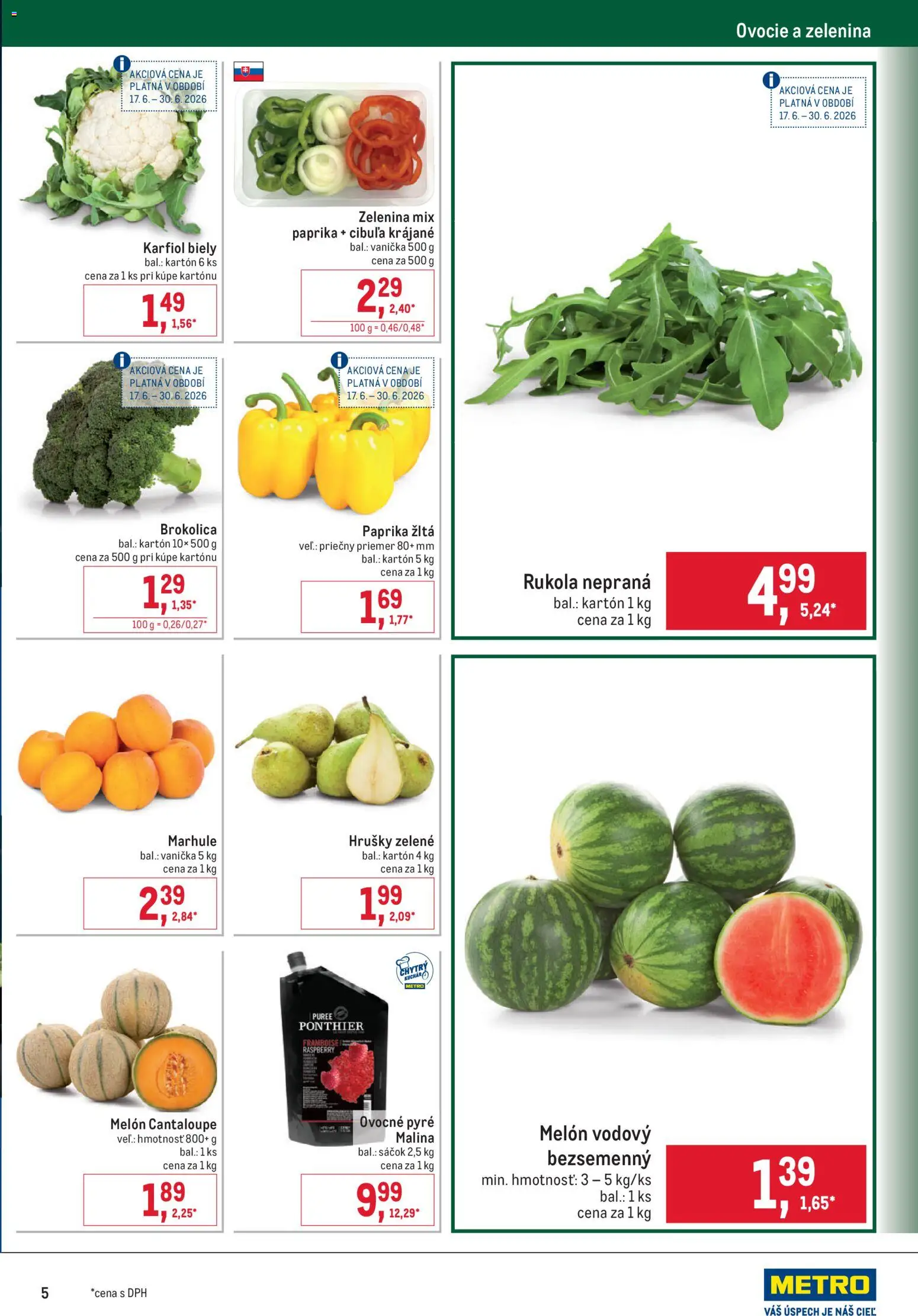 Nové Metro akcie – leták je platný od 17.06.2026 | Strana: 5 | Produkty: Paprika, Brokolica, Melón, Ovocie