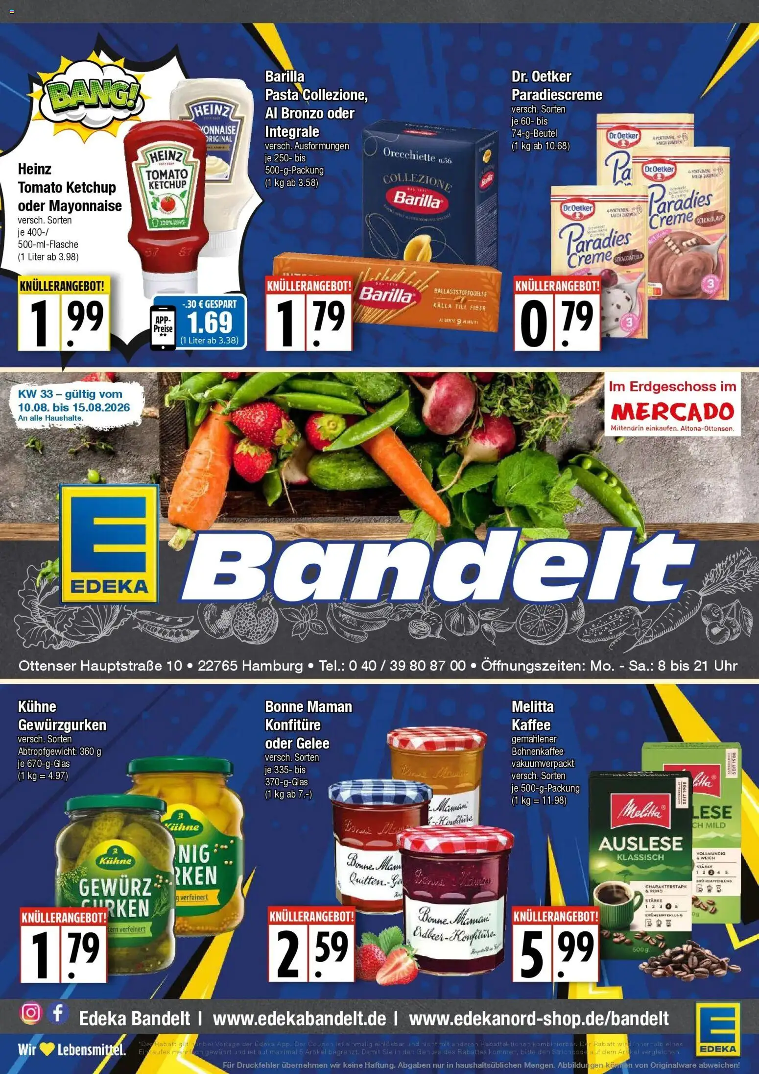 Edeka Prospekt Hamburg (ab 10.08.2026) » Angebote Online | Seite: 1 | Produkte: Barilla, Schokolade, Creme, Ketchup