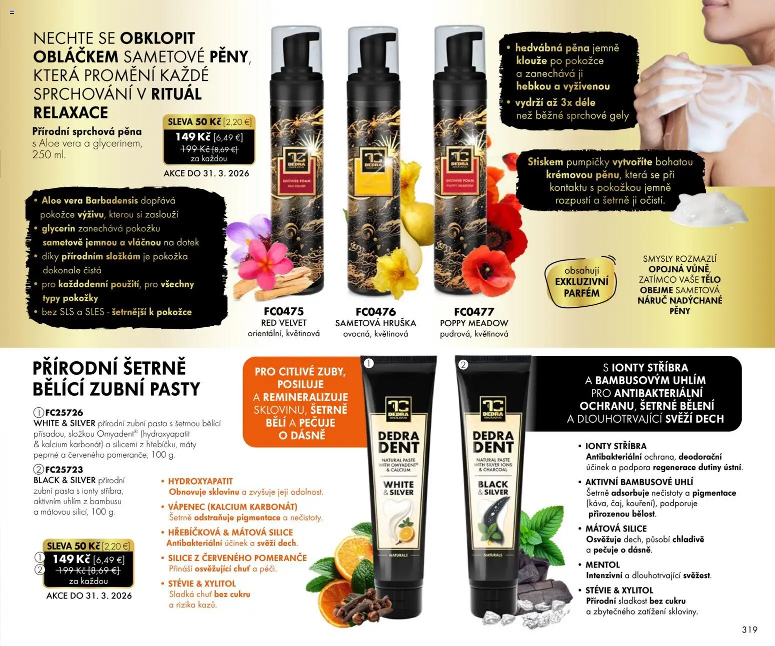 Nové Dedra akcie – leták je platný od 01.03.2026 | Strana: 19 | Produkty: Aloe Vera, Parfém, Sladkosť, Pena