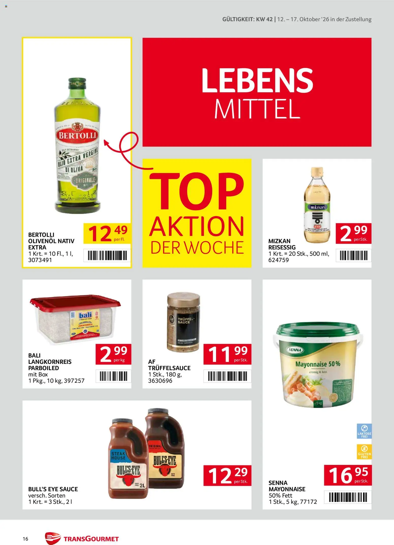 Transgourmet Flugblatt gültig ab 11.10.2026 | Seite: 16 | Produkte: Mayonnaise, Box
