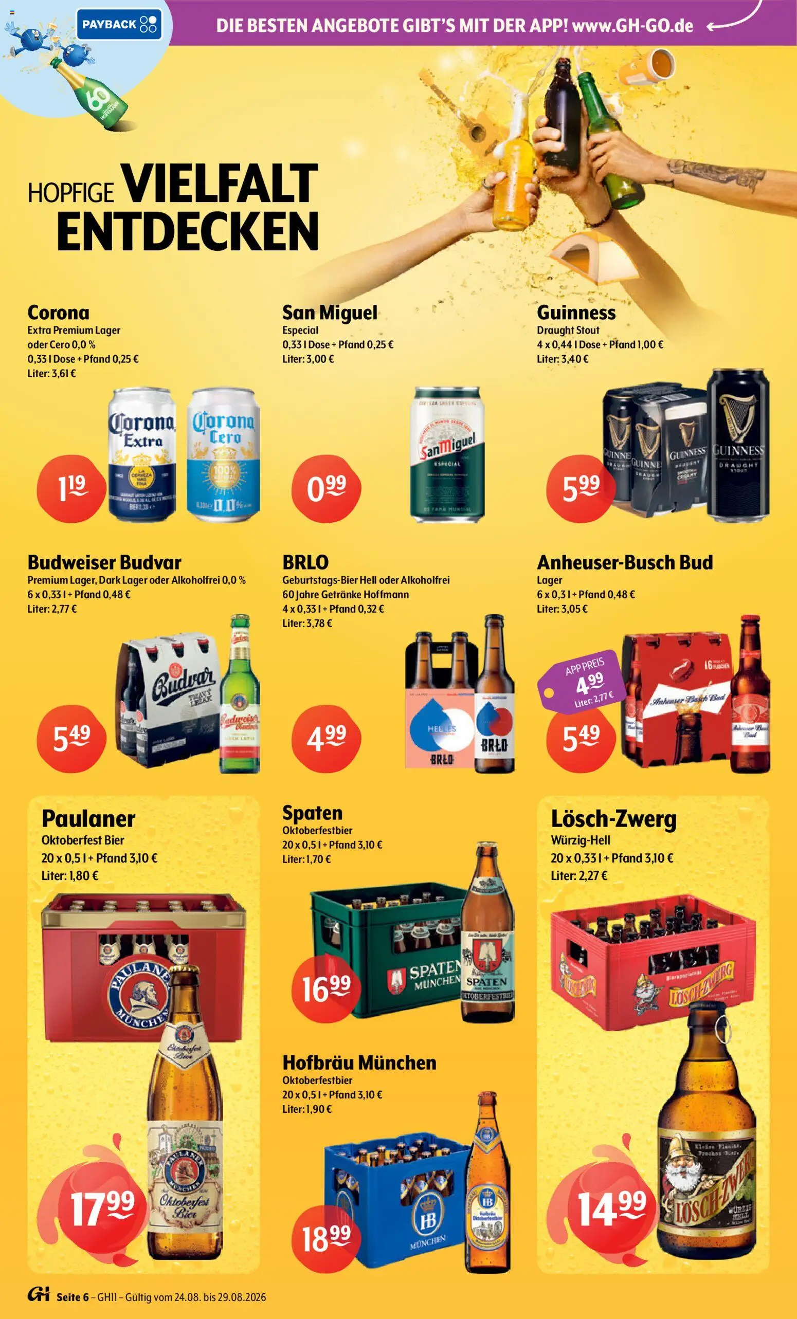 Getränke Hoffmann Prospekt – gültig ab 24.08.2026 | Seite: 6 | Produkte: Bier, Budweiser, Paulaner