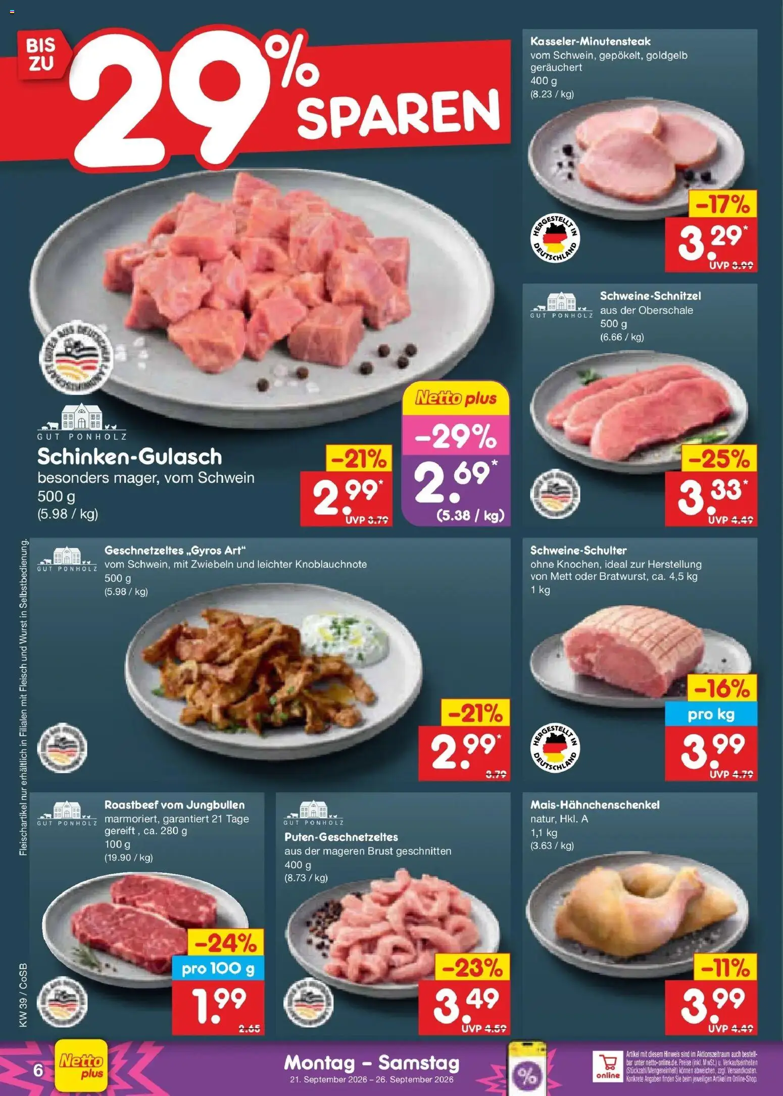Netto Marken-Discount Prospekt Leipzig – gültig ab 21.09.2026 | Seite: 10 | Produkte: Roastbeef, Zwiebeln, Wurst, Fleisch