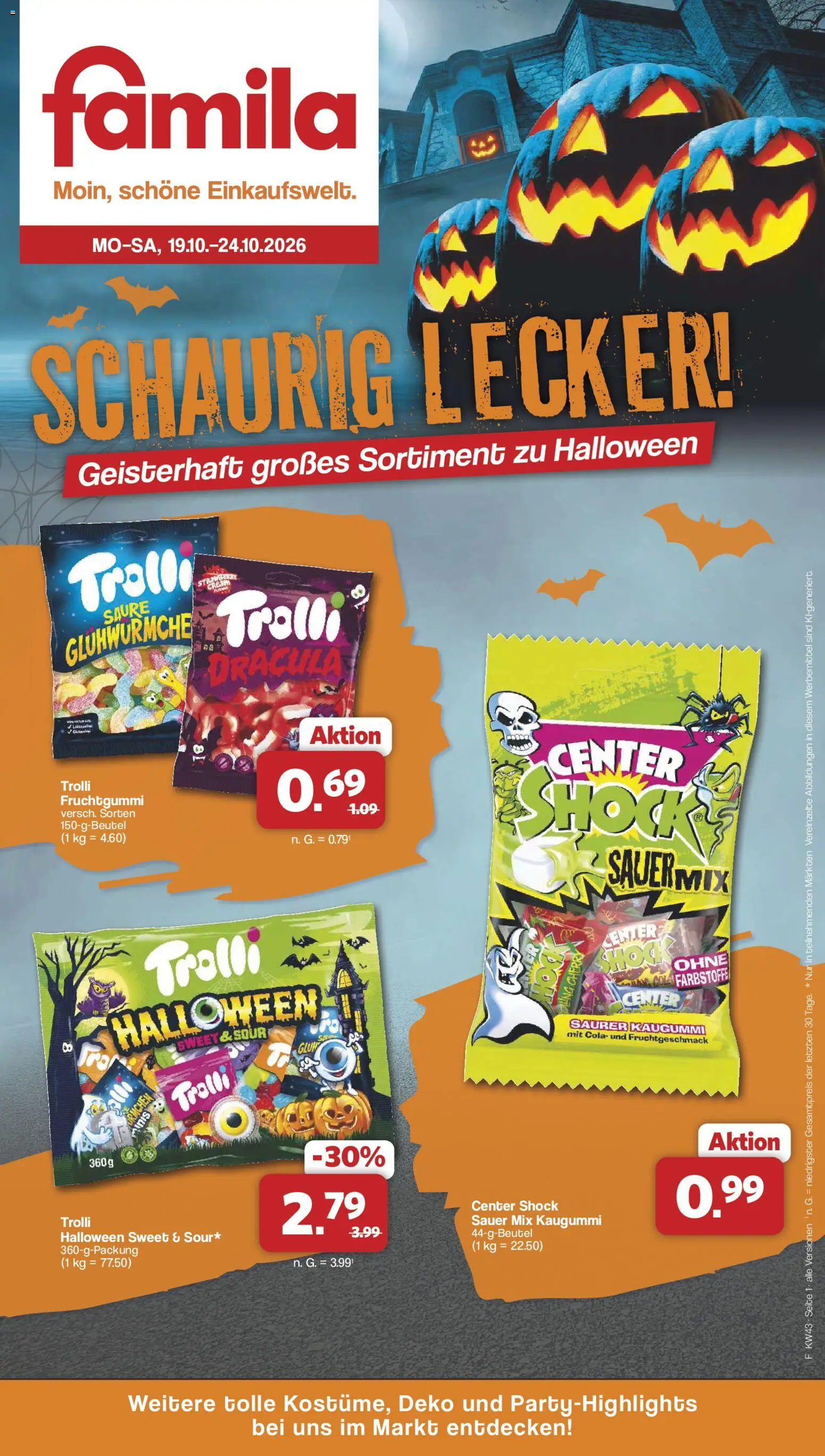 Famila Nordwest Halloween-Sonderangebote – gültig ab 19.10.2026 | Seite: 1 | Produkte: Cola, Kaugummi