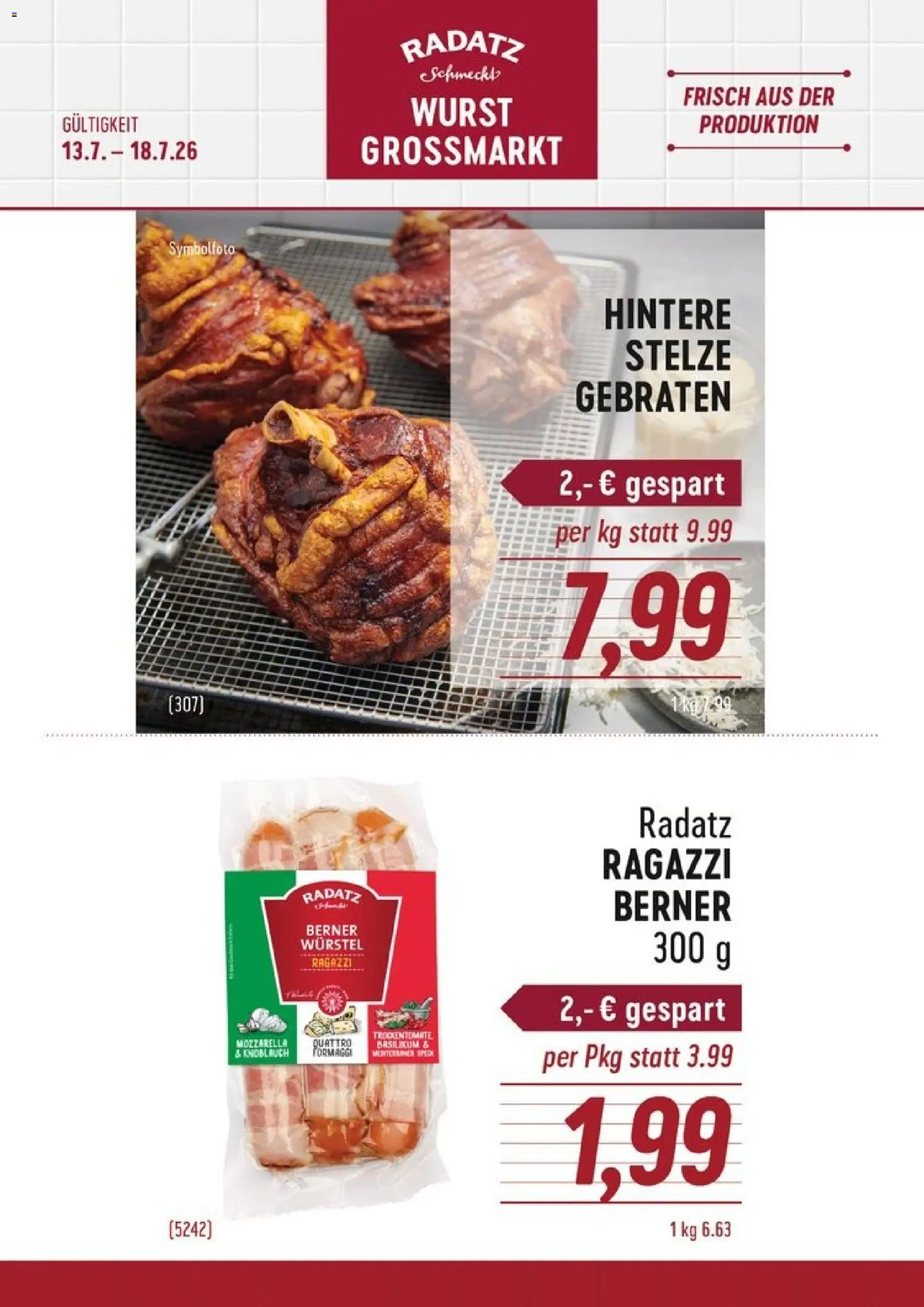 Radatz Flugblatt gültig ab 13.07.2026 | Seite: 1 | Produkte: Wurst, Knoblauch