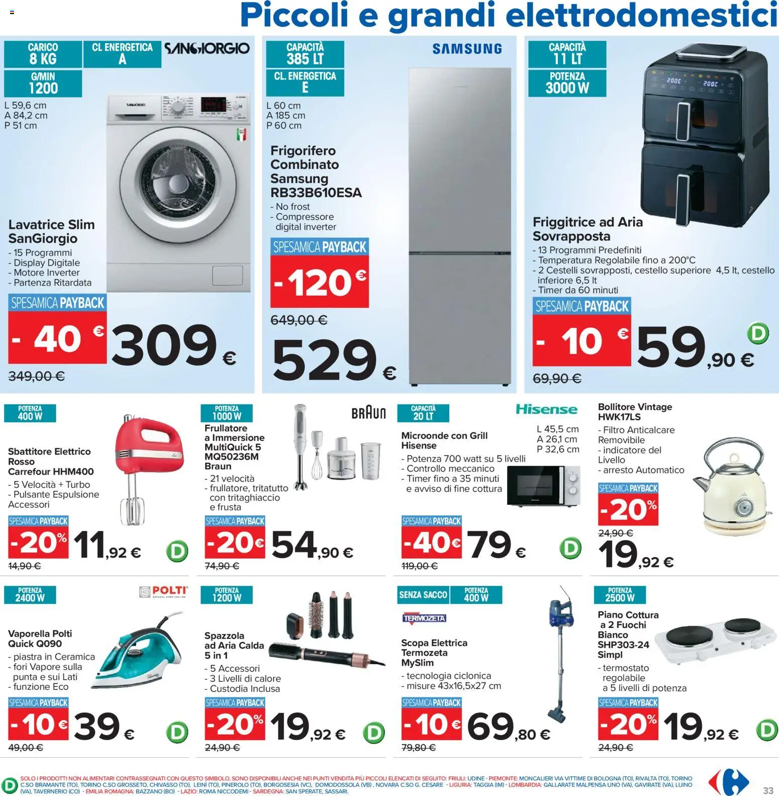Volantino Carrefour del 07.04.2026 | Pagina: 33 | Prodotti: Frullatore, Anticalcare, Compressore, Piano cottura