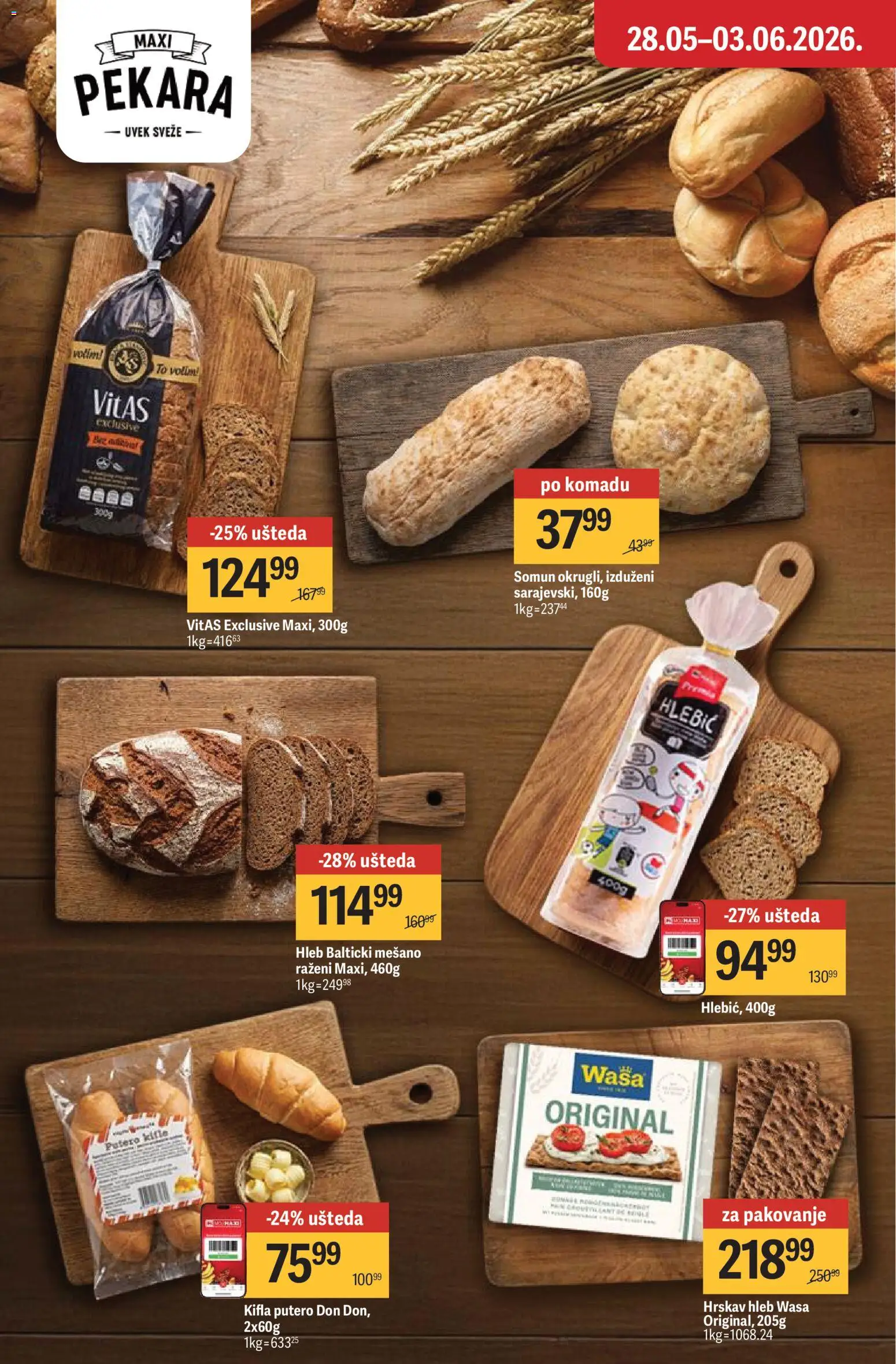 Maxi katalog - važi od 28.05.2026 | Strana: 12 | Proizvode: Pekara, Somun, Pakovanje, Hleb