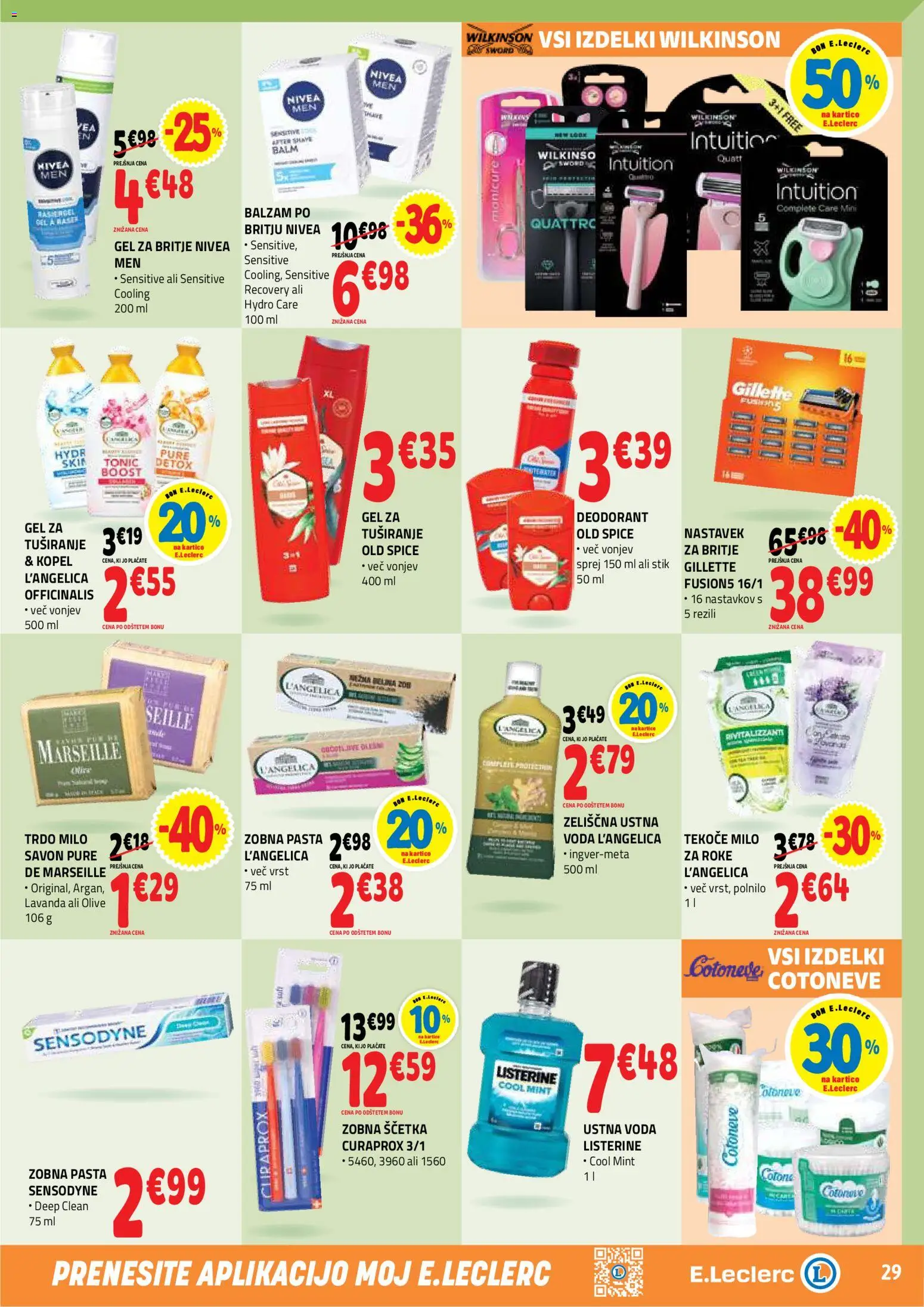 Novi E.leclerc katalog ponudbe – veljaven od 05.08.2026 | Stran: 29 | Izdelki: Gel za britje, Milo, Deodorant, Voda