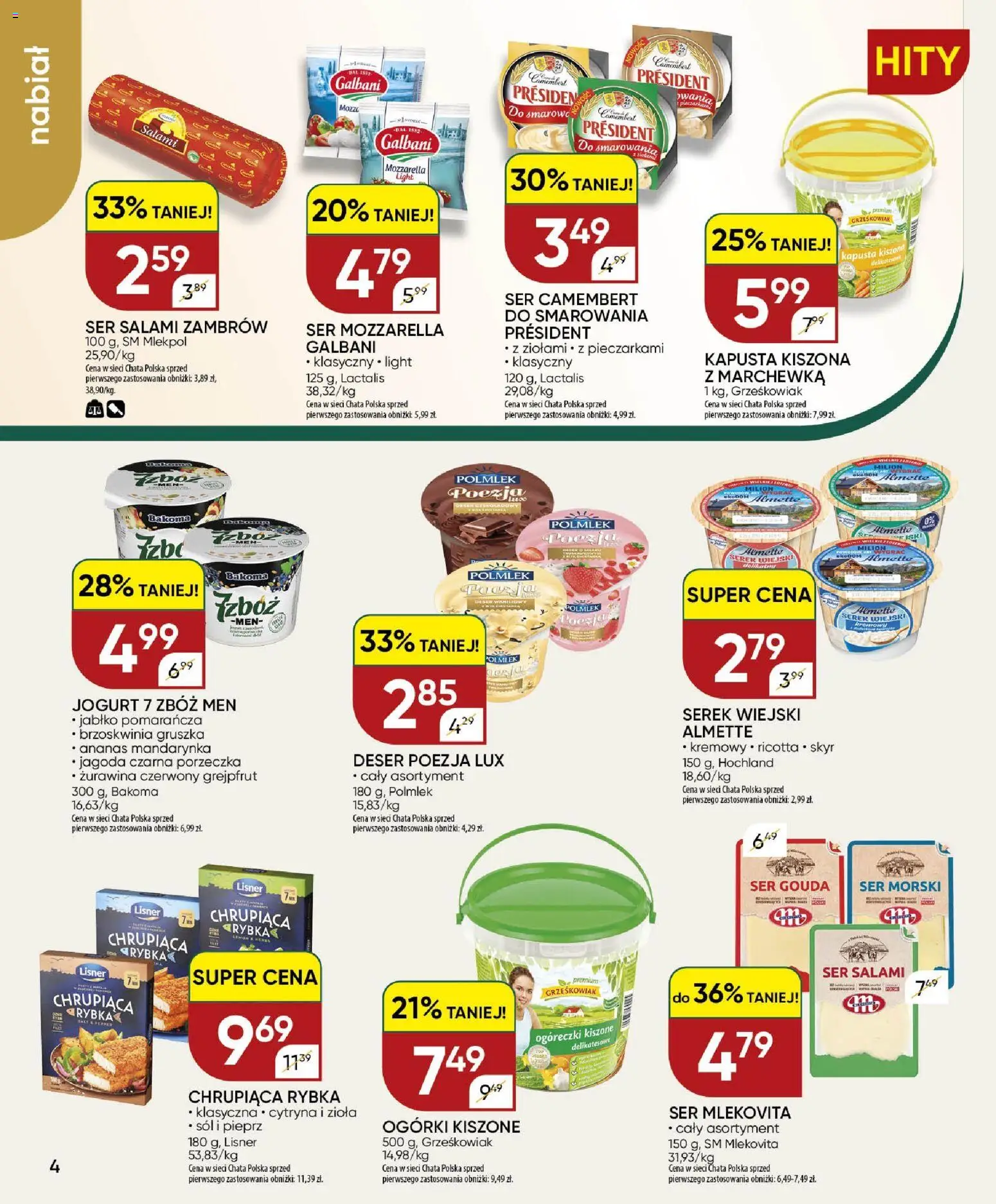 Chata Polska gazetka od 22.10.2026 | Strona: 4 | Produkty: Camembert, Zioła, Marchewka, Pieprz