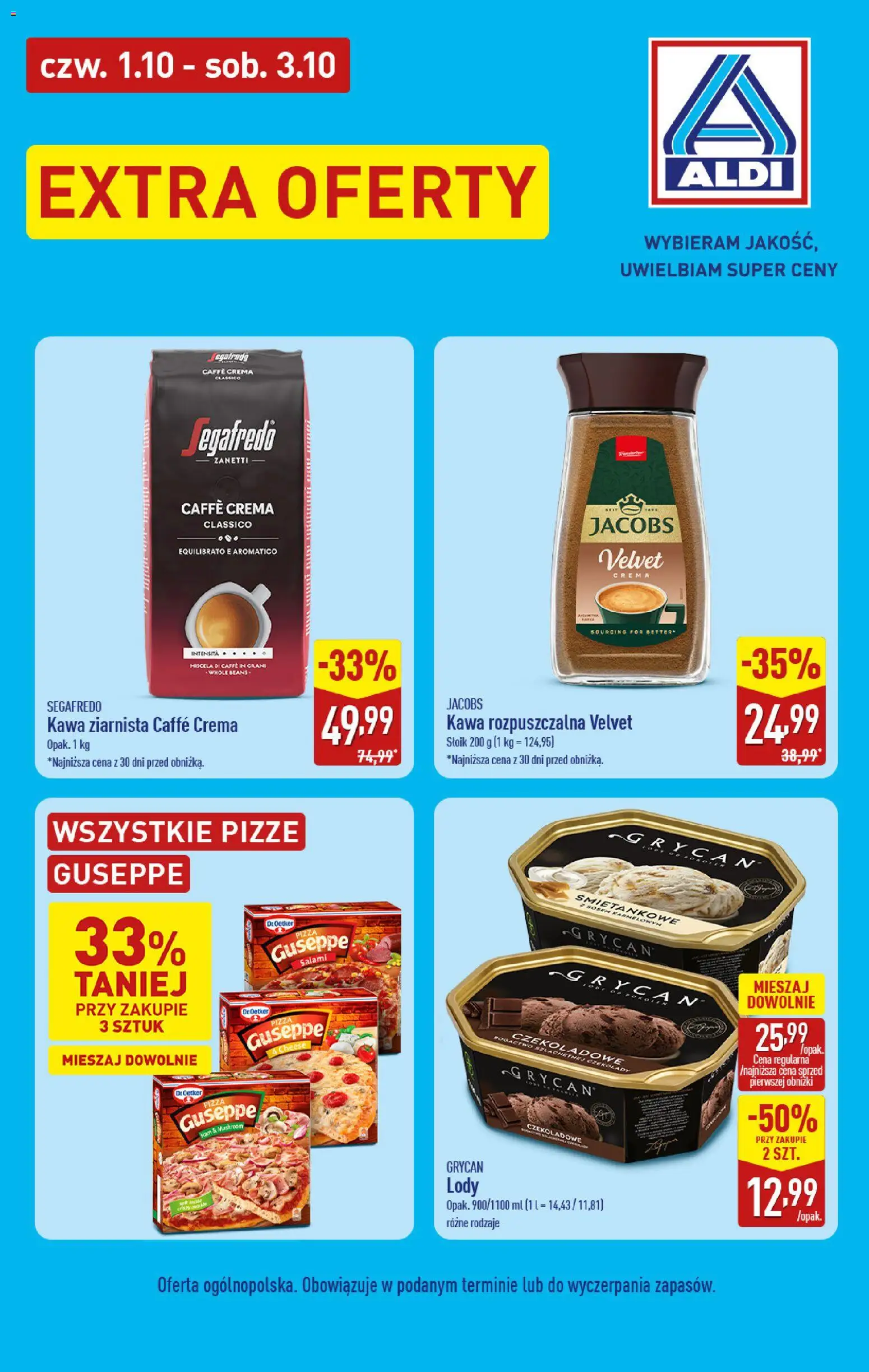 Aldi Polsko - Ceny regularne w dół od 01.10.2026 | Strana: 2 | Produkty: Pizza, Jacobs, Crema, Caffè crema