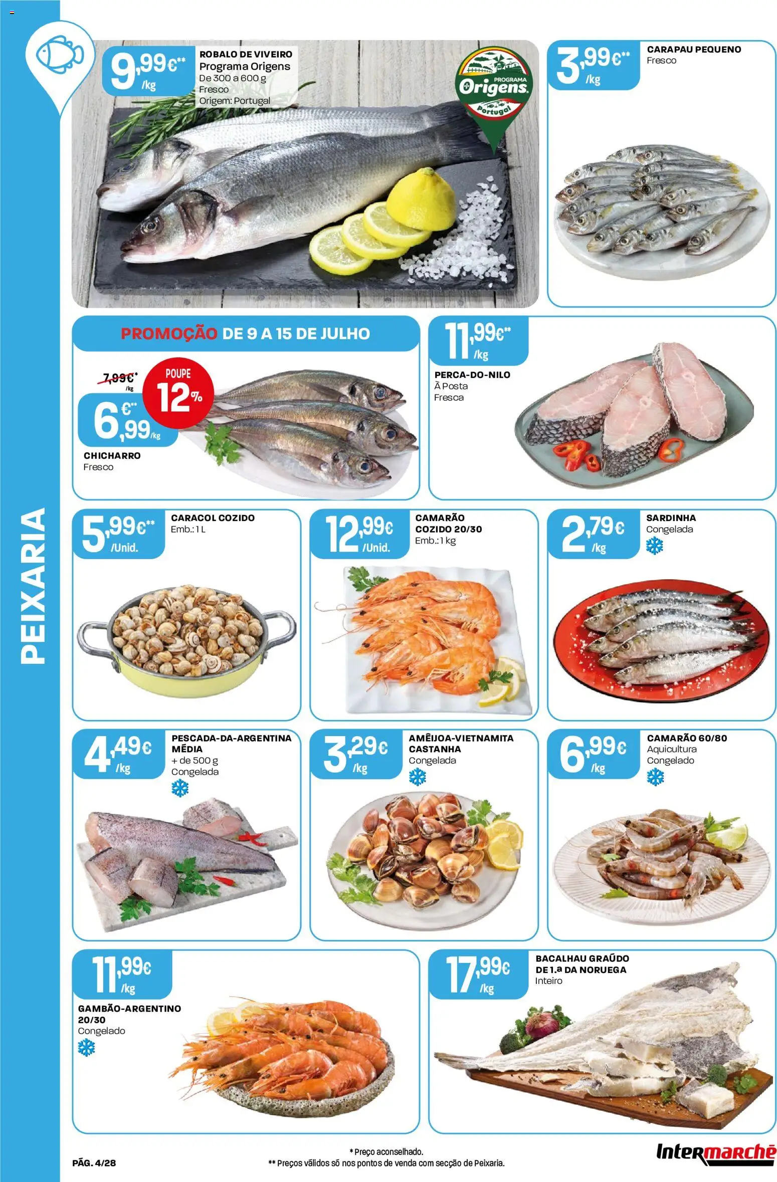 Intermarché Folheto Contact │ válido de 09/07/2026 | Página: 4 | Produtos: Bacalhau, Camarão