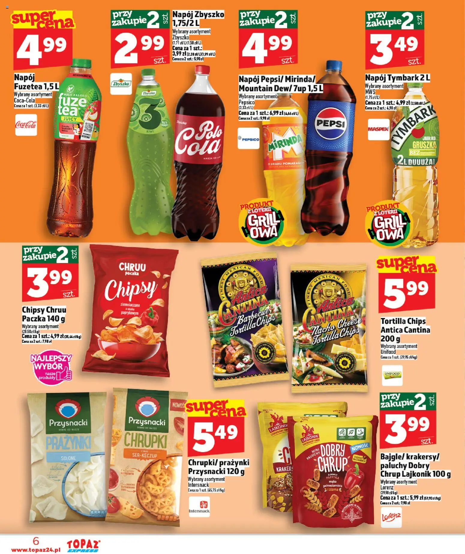 Topaz gazetka - Express od 07.05.2026 | Strona: 6 | Produkty: Gruszka, Chrupki, Tortilla, Papryka