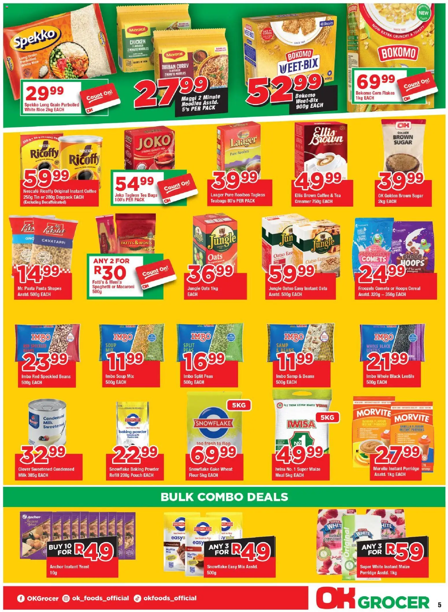 New OK Foods catalogue – valid from 25.05.2026 | Page: 5 | Products: Cake, Flour, Tea, Sugar