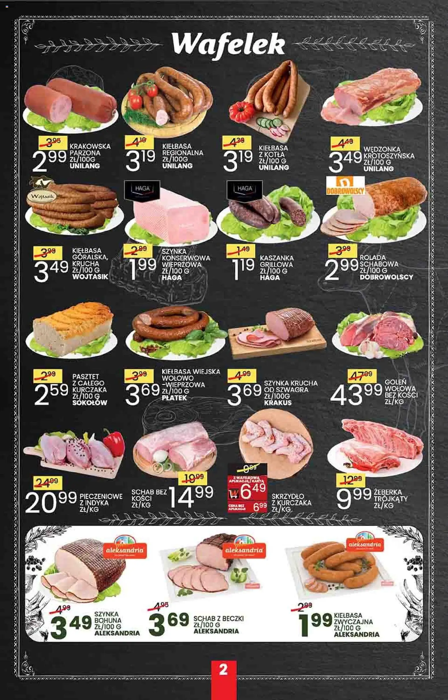 Wafelek gazetka od 29.06.2026 | Strona: 2 | Produkty: Kiełbasa, Schab, Kaszanka, Szynka