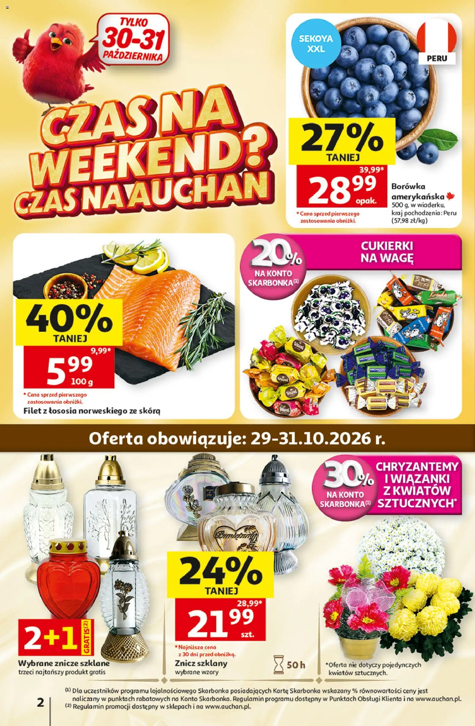 Auchan gazetka - Hipermarket od 29.10.2026 | Strona: 2 | Produkty: Cukierki na wagę, Chryzantemy, Filet z łososia, Cukierki