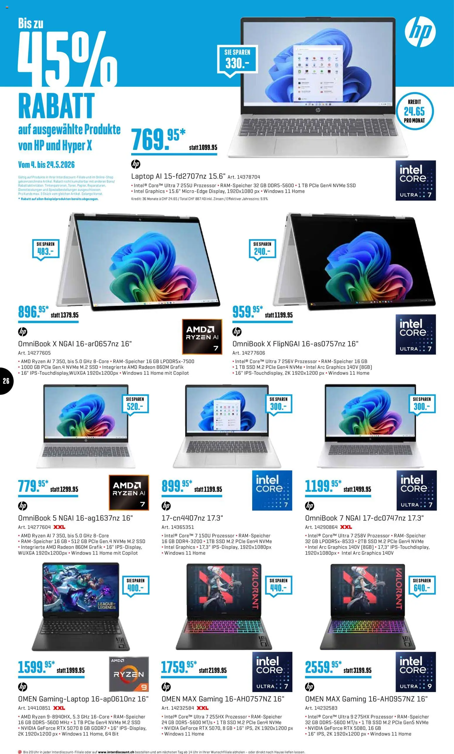 Interdiscount aktionen Wochen Knaller – gültig ab 11.05.2026 | Seite: 26 | Produkte: Laptop, HP