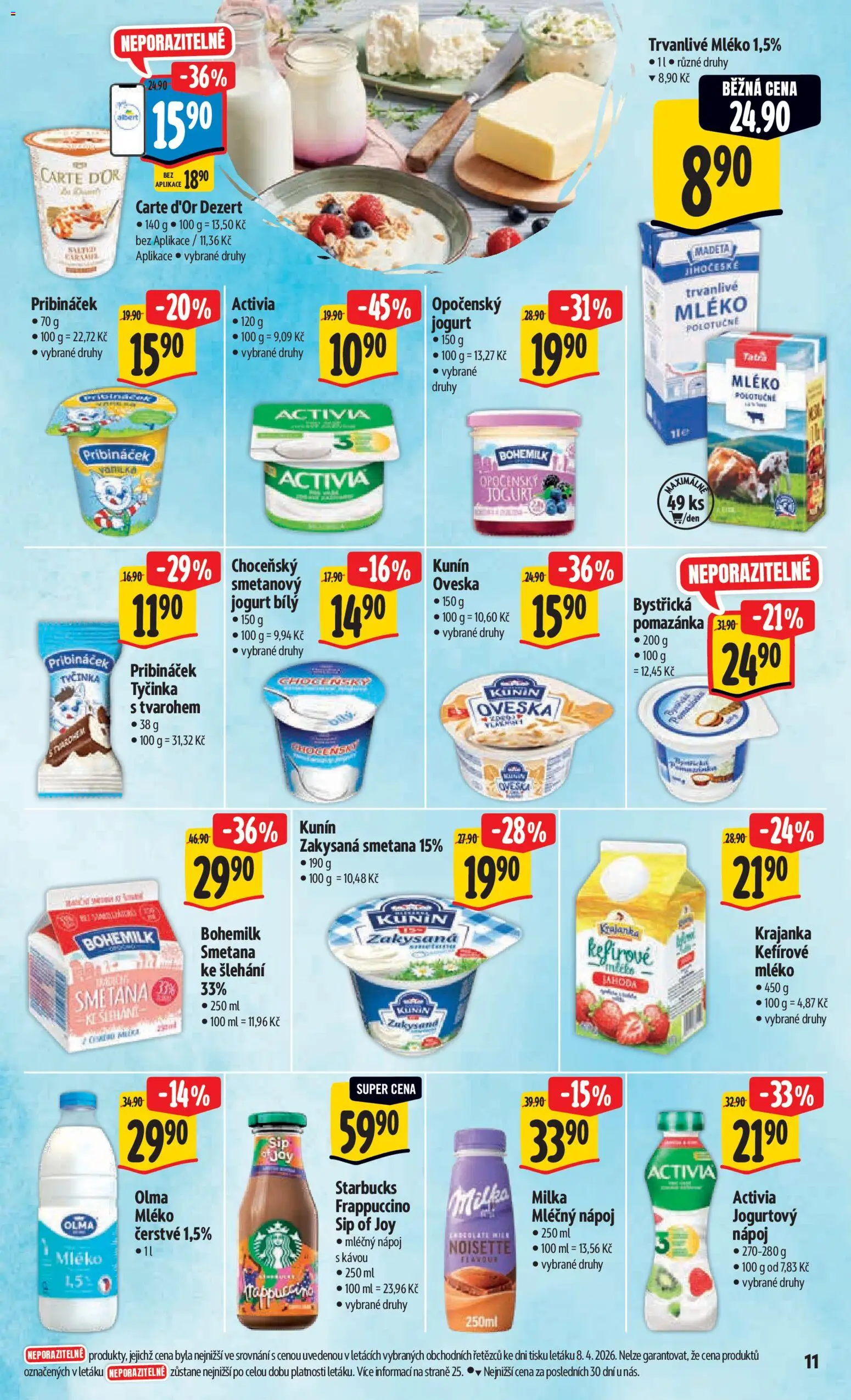 Albert leták - Hypermarket od 15.04.2026 | Strana: 19 | Produkty: Mléko polotučné, Starbucks, Jogurt, Milka