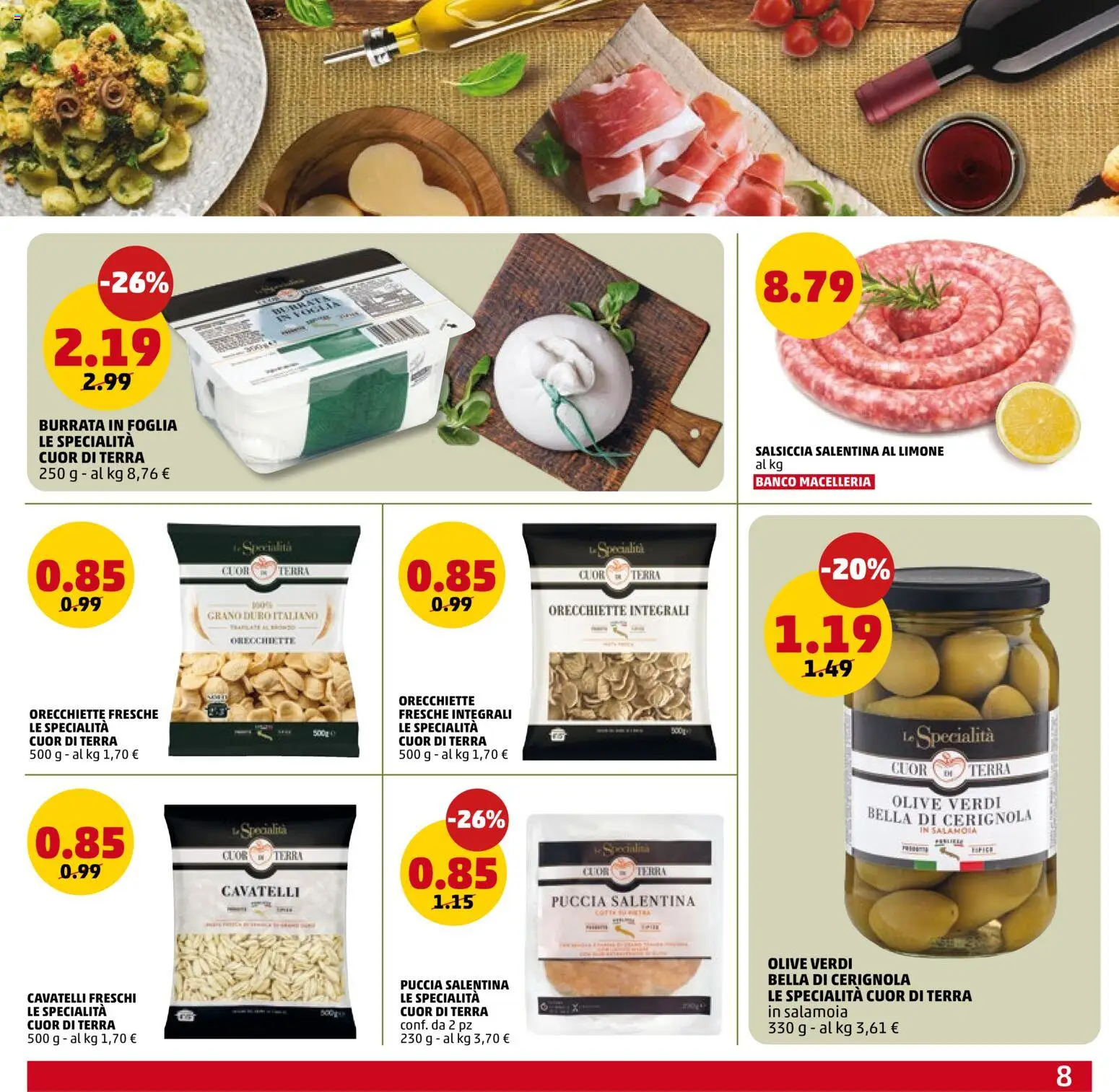 Volantino PENNY del 11.06.2026 | Pagina: 8 | Prodotti: Limone, Olive, Salsiccia, Burrata