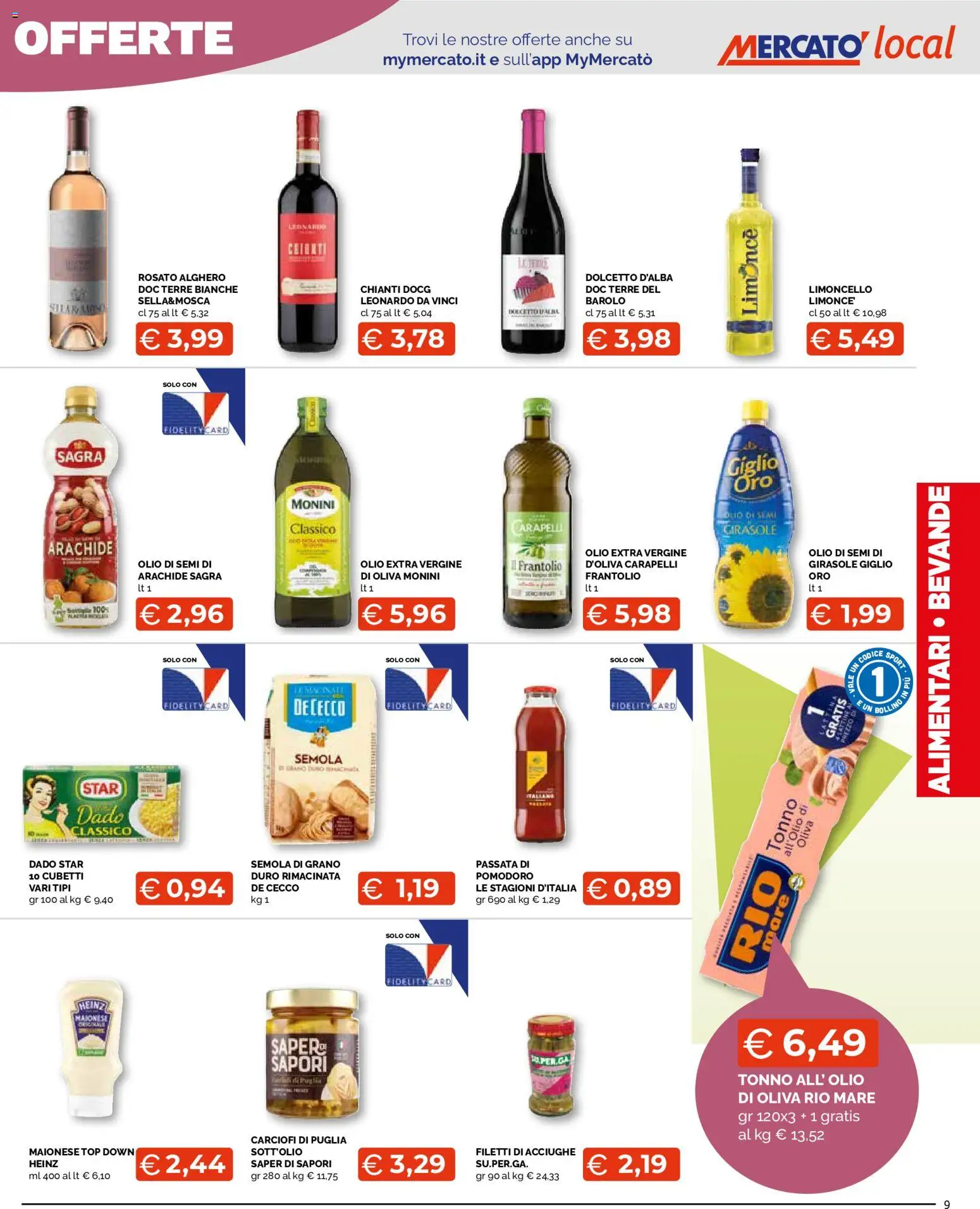 Volantino Mercatò del 22/10/2026 | Pagina: 9 | Prodotti: Olio di semi, De Cecco, Acciughe, Semola