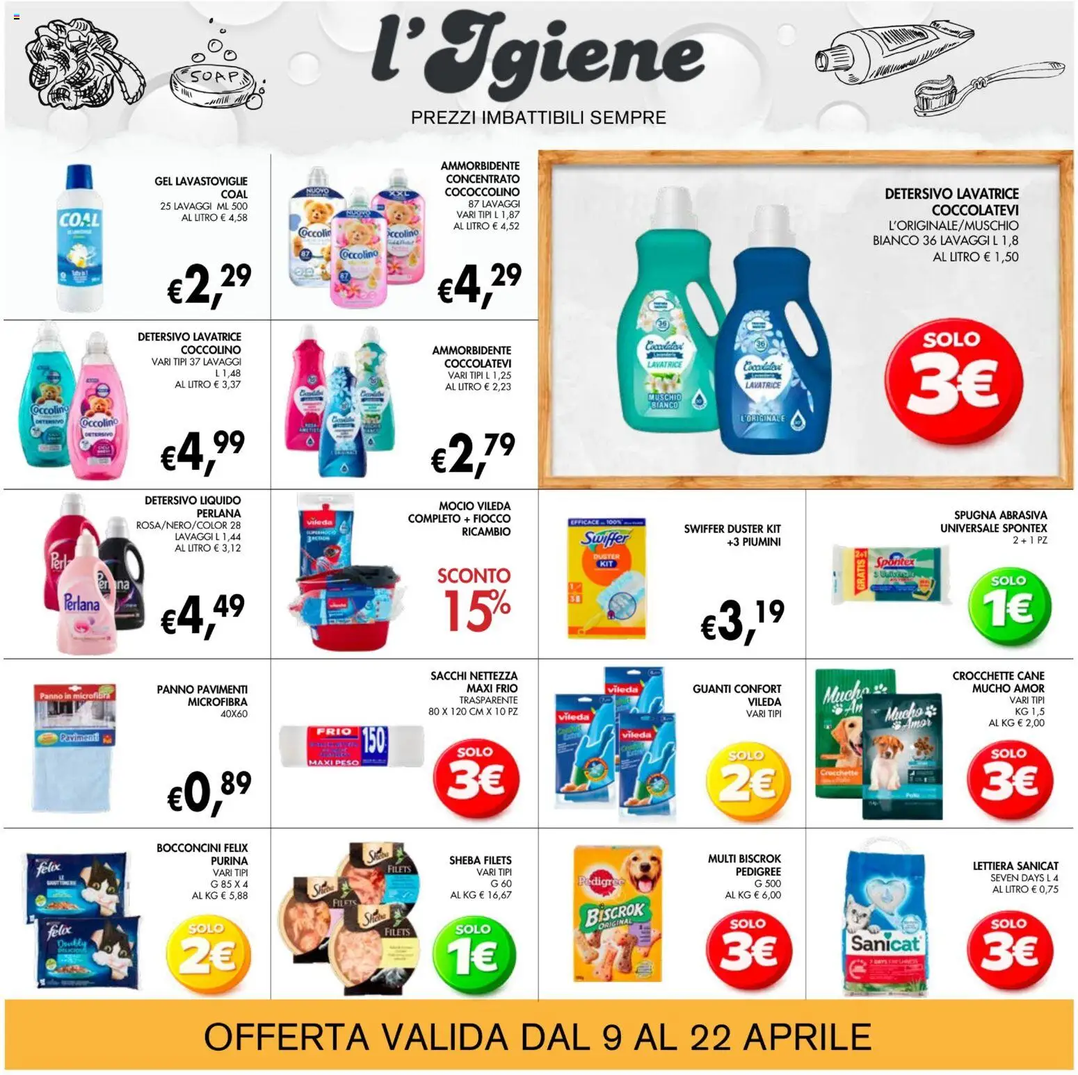 Volantino Coal del 09.04.2026 | Pagina: 23 | Prodotti: Spugna, Mocio, Guanti, Crocchette cane