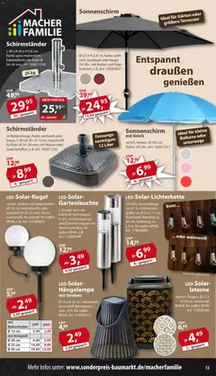 Sonderpreis Baumarkt Prospekt ab 30.05.2026 gültig | Seite: 13 | Produkte: Schirmständer, Wasser, Sonnenschirm