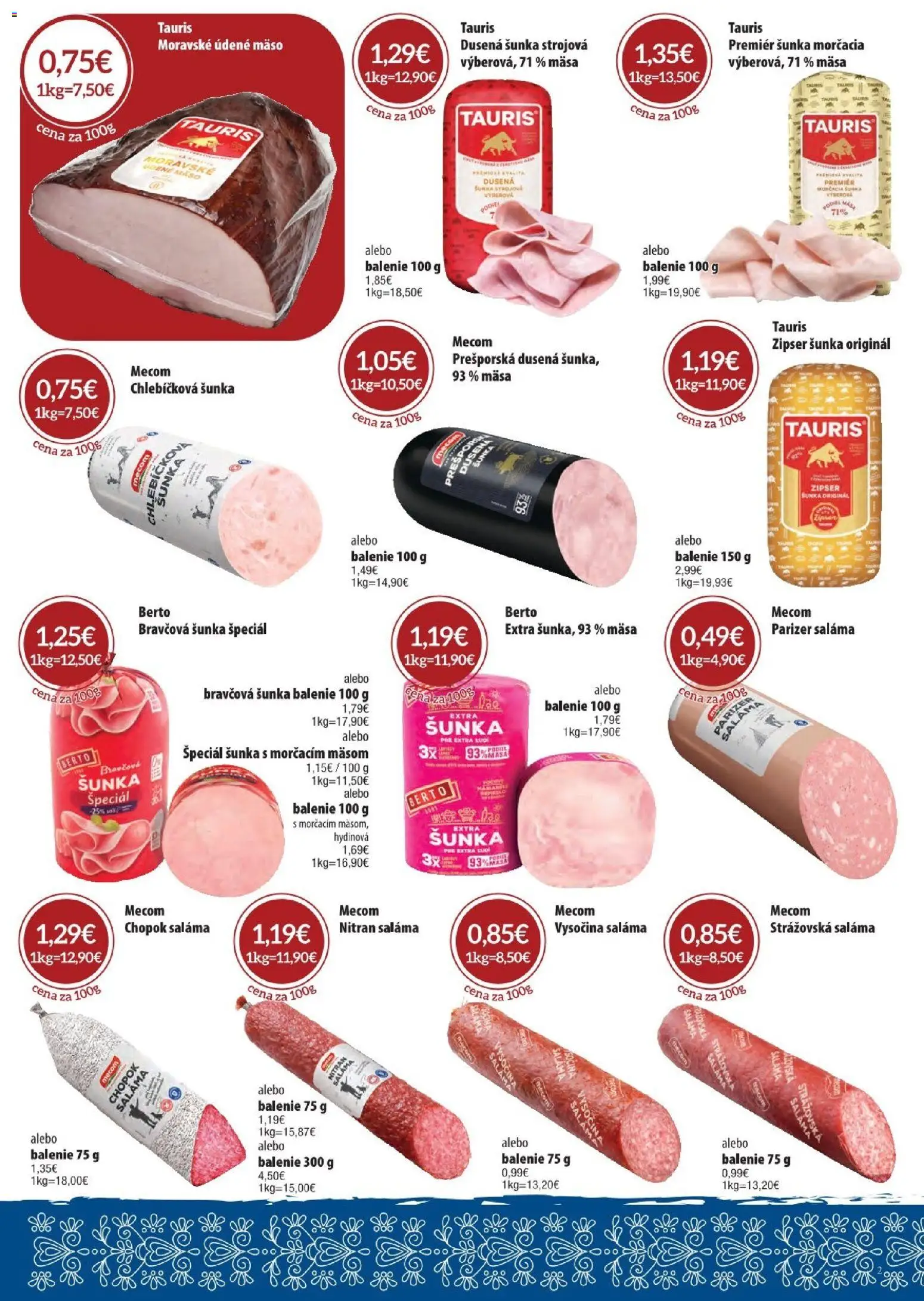 Nové Sintra akcie – leták je platný od 01.10.2026 | Strana: 2 | Produkty: Saláma, Šunka, Mäso, Údené mäso