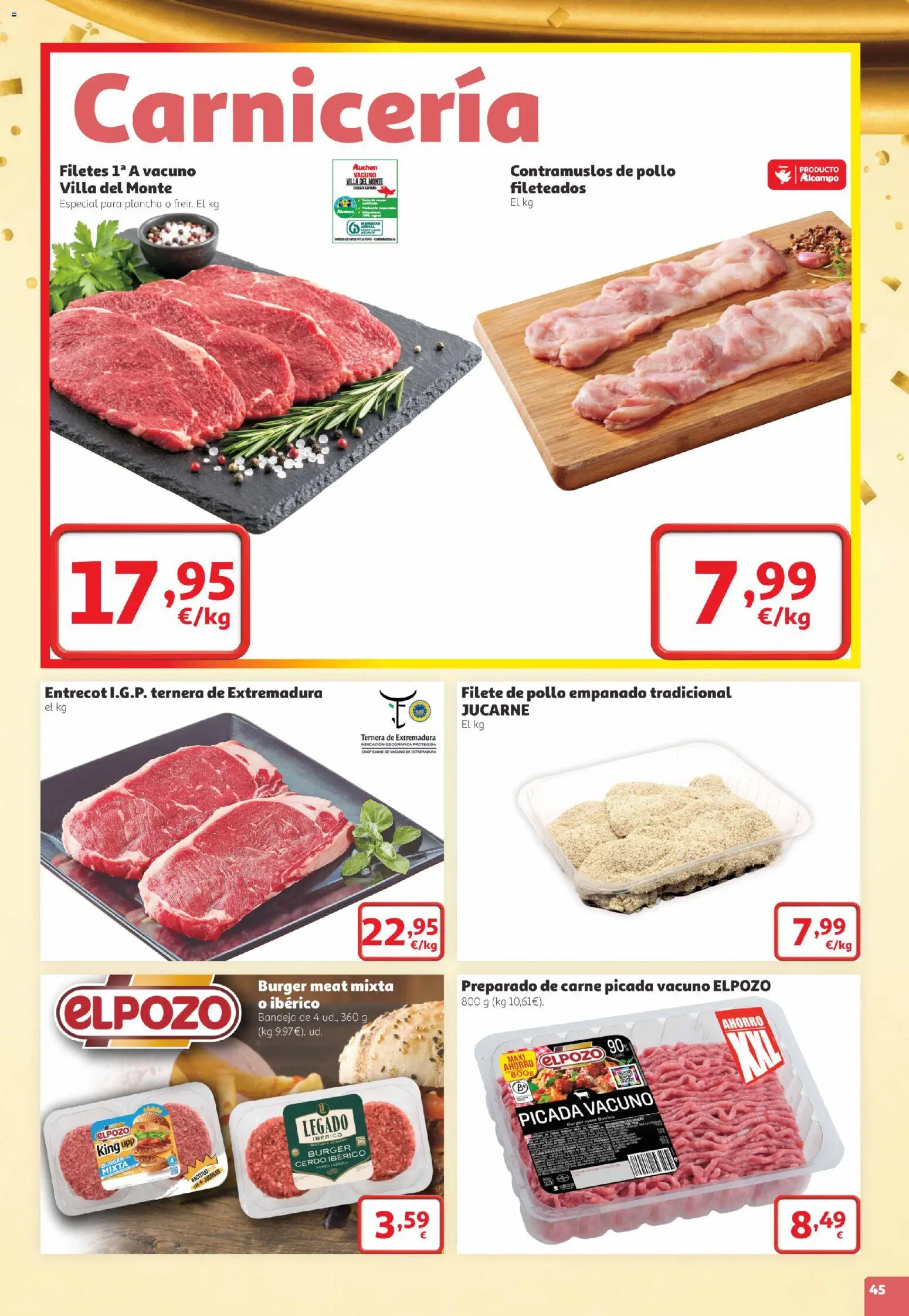 Alcampo folleto Telde │ válido desde el 22/10/2026 | Página: 45 | Productos: Carne picada, Entrecot, Bandeja, Carne
