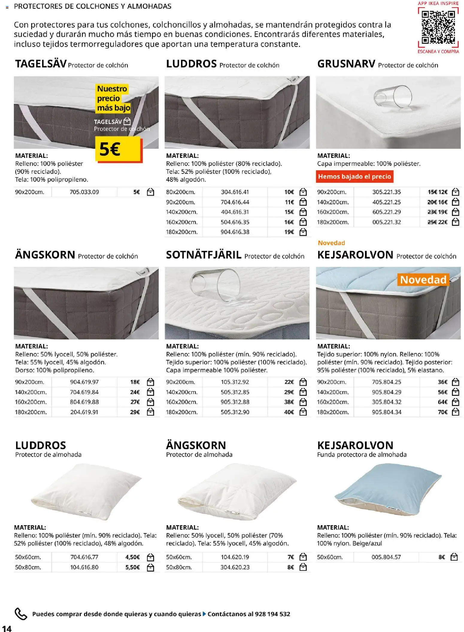 Catálogo IKEA Ropa de Cama │ válido desde el 01/02/2026 | Página: 14 | Productos: Colchon, Funda, Almohada