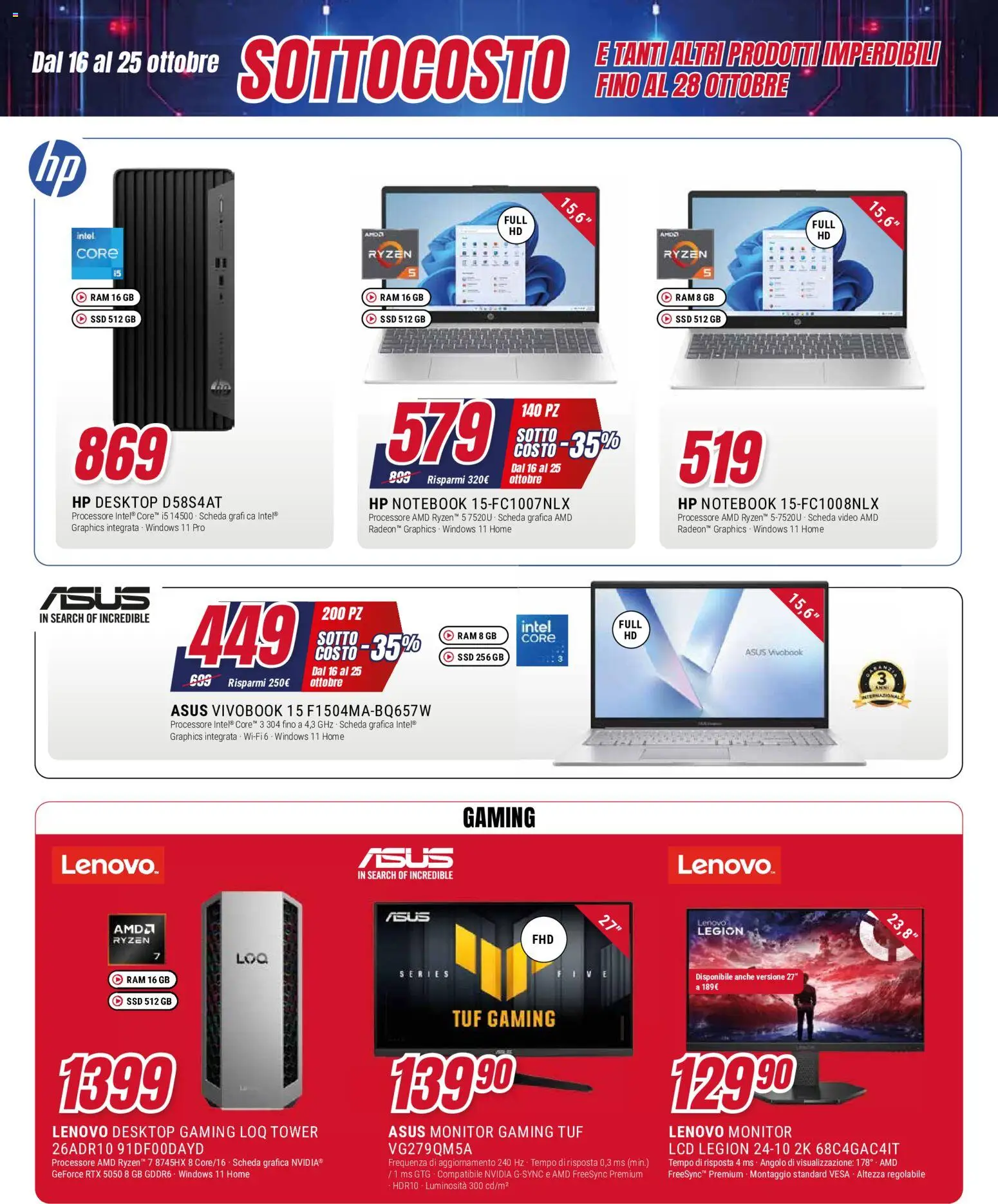 Volantino Trony del 16/10/2026 | Pagina: 8 | Prodotti: Monitor, Notebook, Video