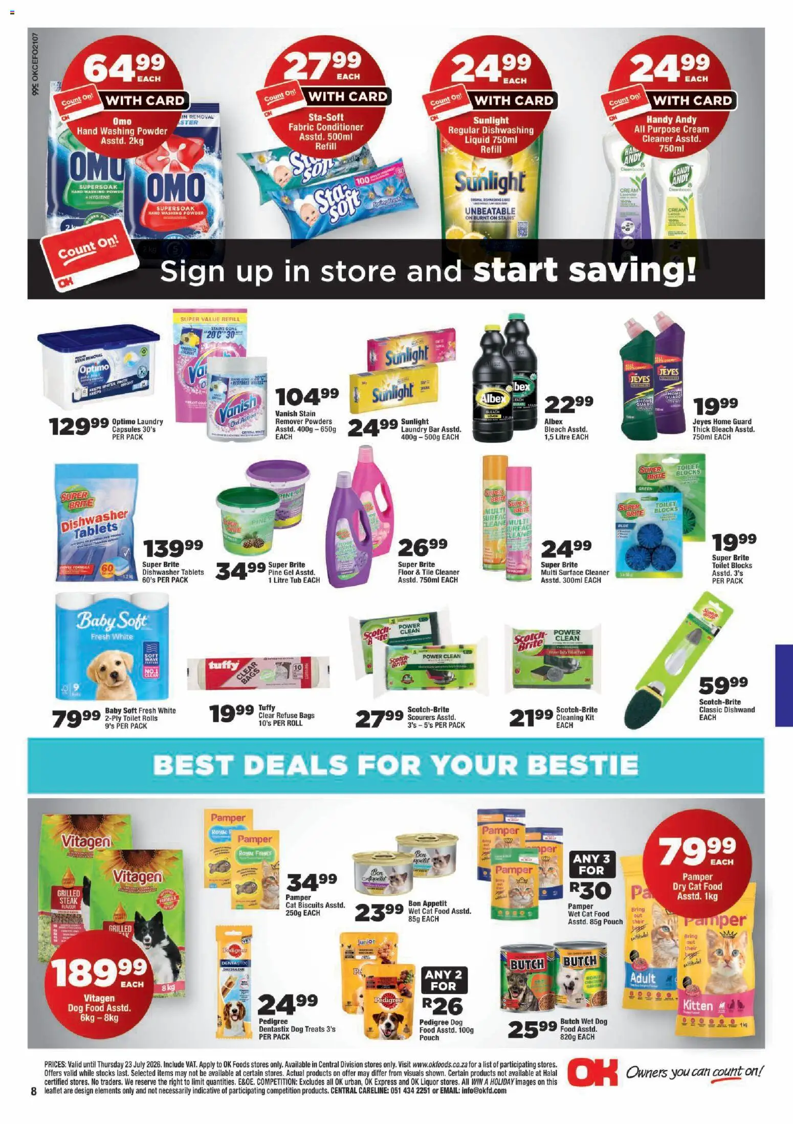 New OK Foods catalogue – valid from 15/07/2026 | Page: 8 | Products: Tablet, Dishwasher, Bleach, Powder